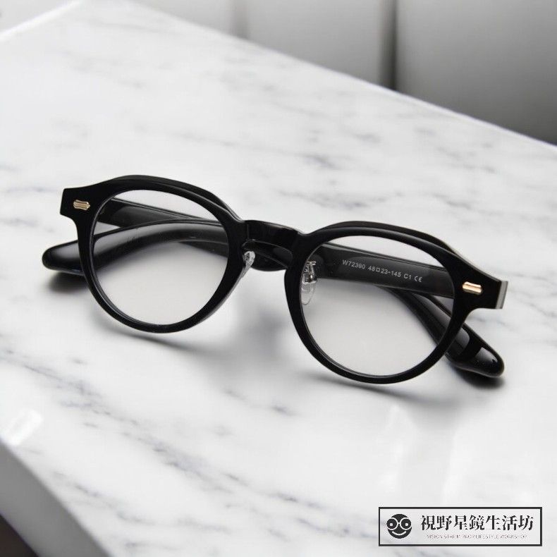 《現貨附盒贈小吊飾》TR粗框鼻托設計復古圓框黑色膠框時尚百搭透明款式平光光學眼鏡