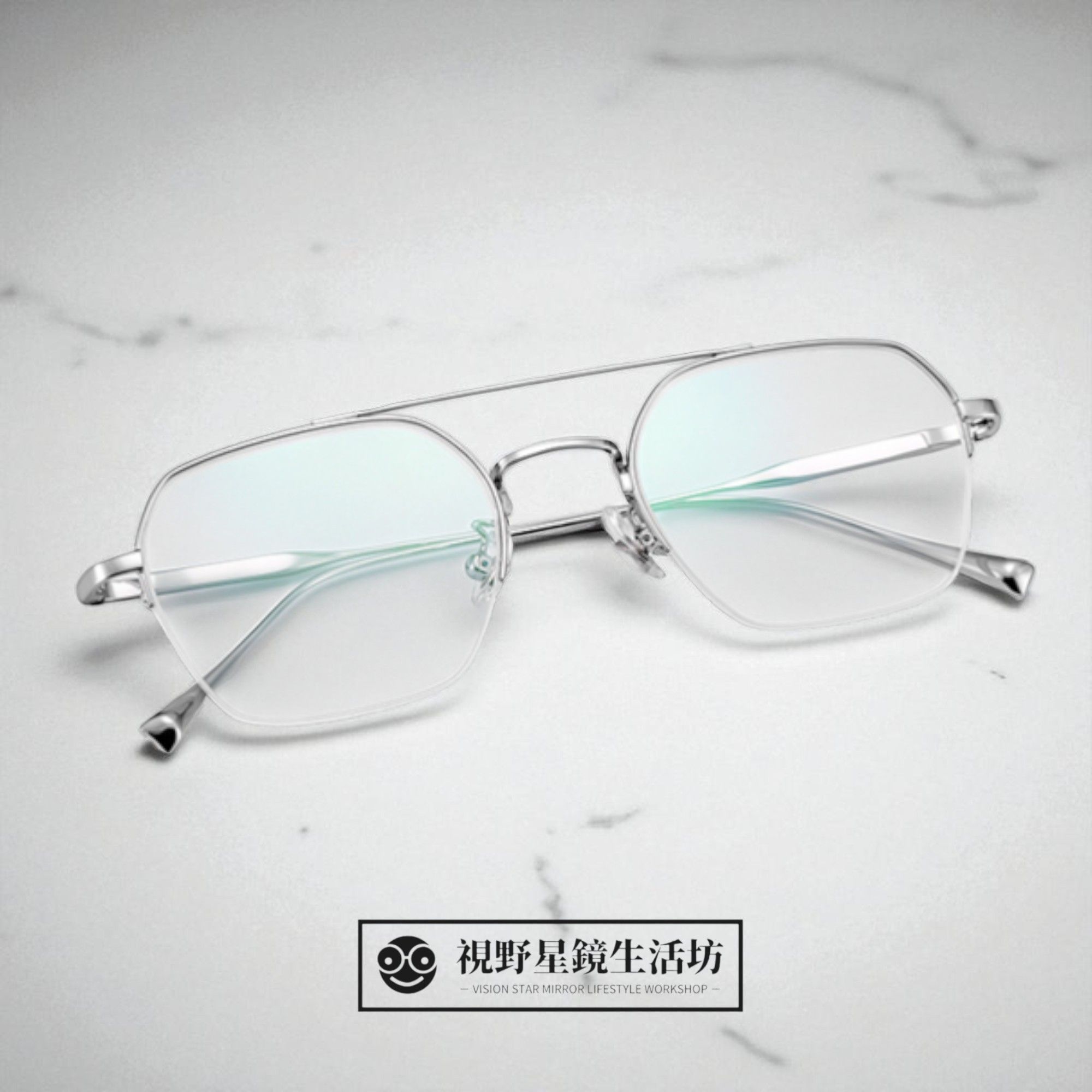 【附眼鏡盒】新品報到✨雙槓造型率性斯文半框下無邊鈦Titanium光學眼鏡