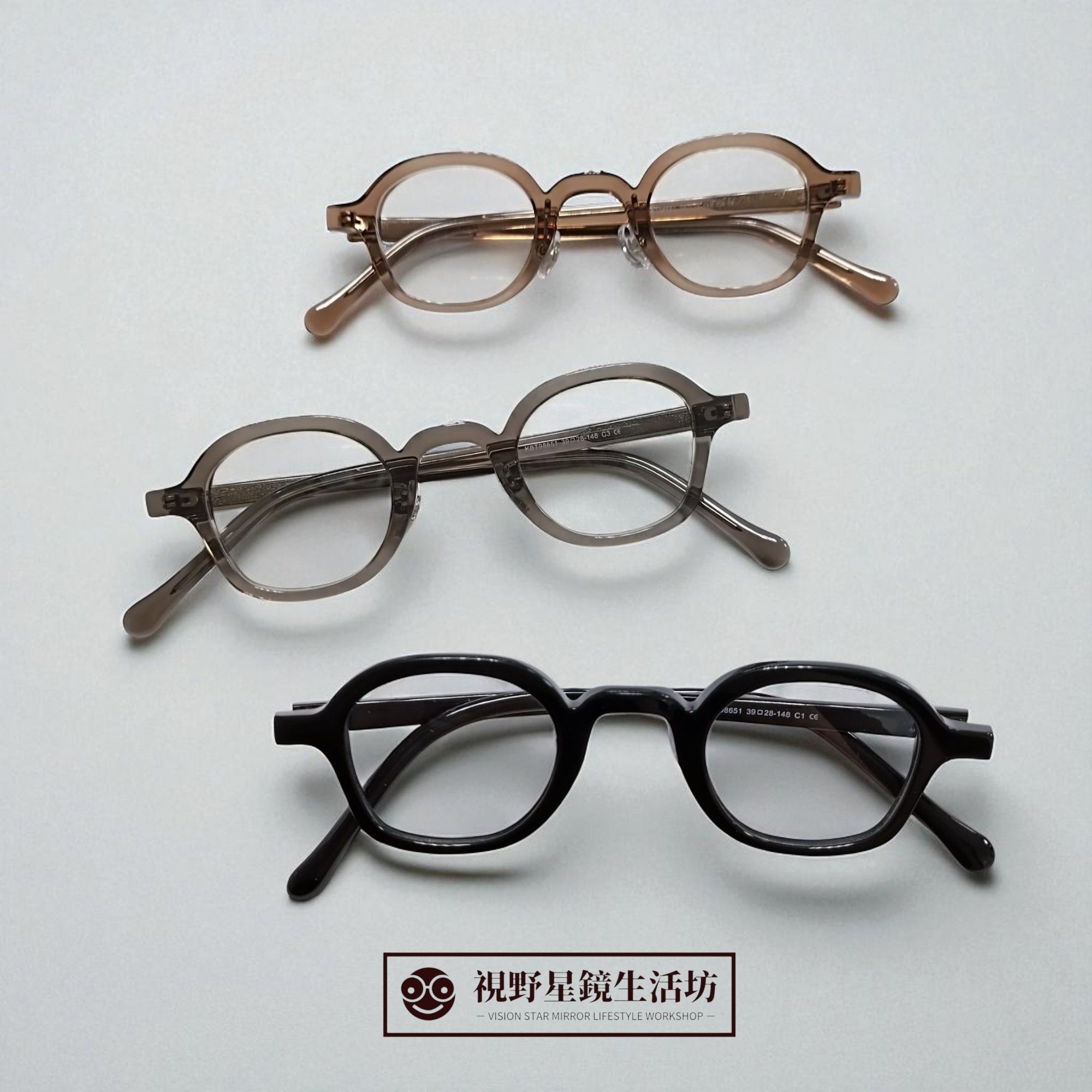 【附眼鏡盒】新品報到✨日系復古小圓框時尚穿搭小眾品味板料材質黑色膠框光學眼鏡
