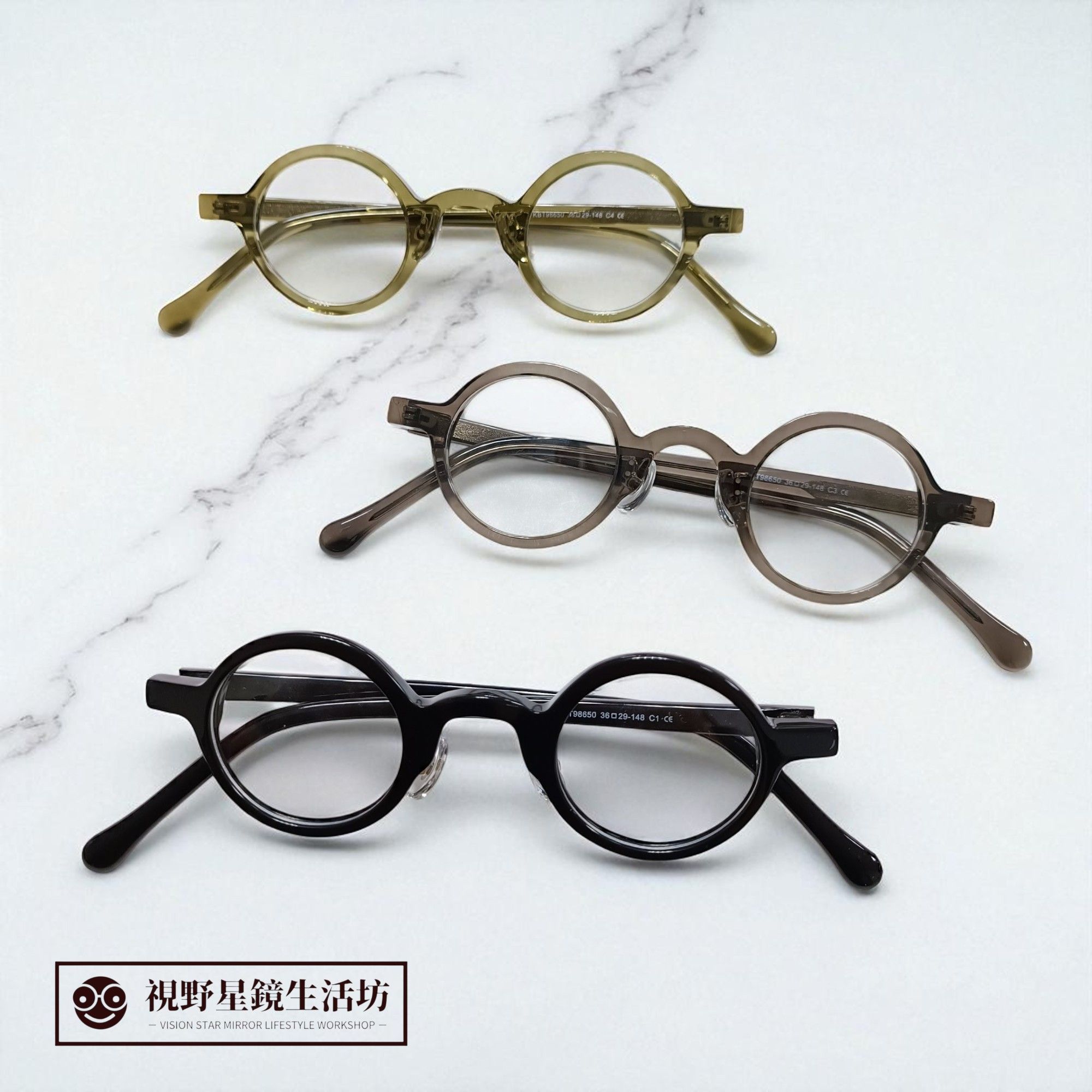 【附眼鏡盒】新品報到✨日系風格復古小圓框板材黑色膠框光學眼鏡
