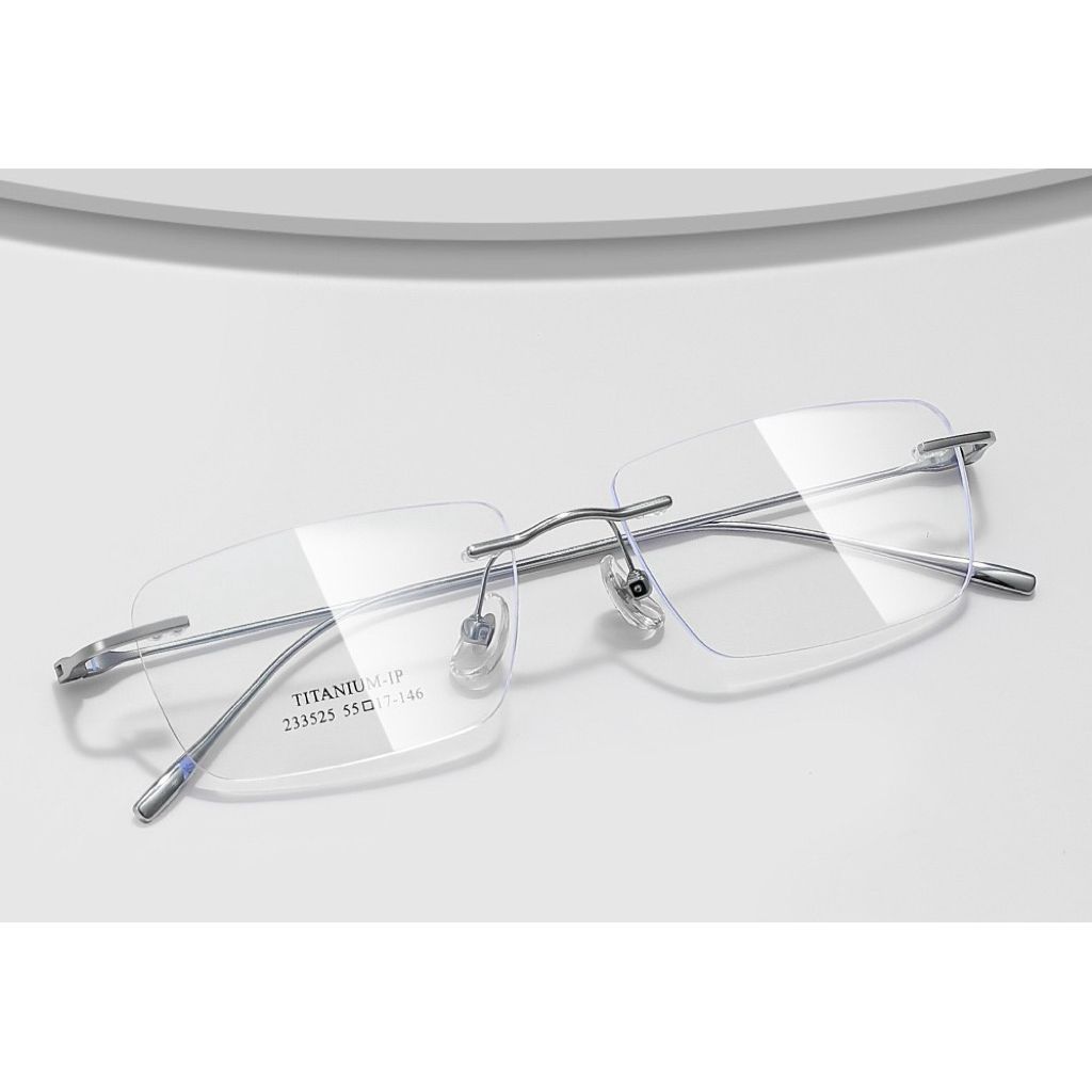 【附眼鏡盒】高智感無邊框透明系商務男女通用小臉百搭流行輕奢半鈦Titanium光學眼鏡