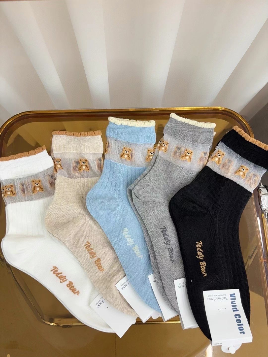 🏷ʏᴜɴᴀ’s ·韓國製🇰🇷可愛透膚小熊花邊長襪