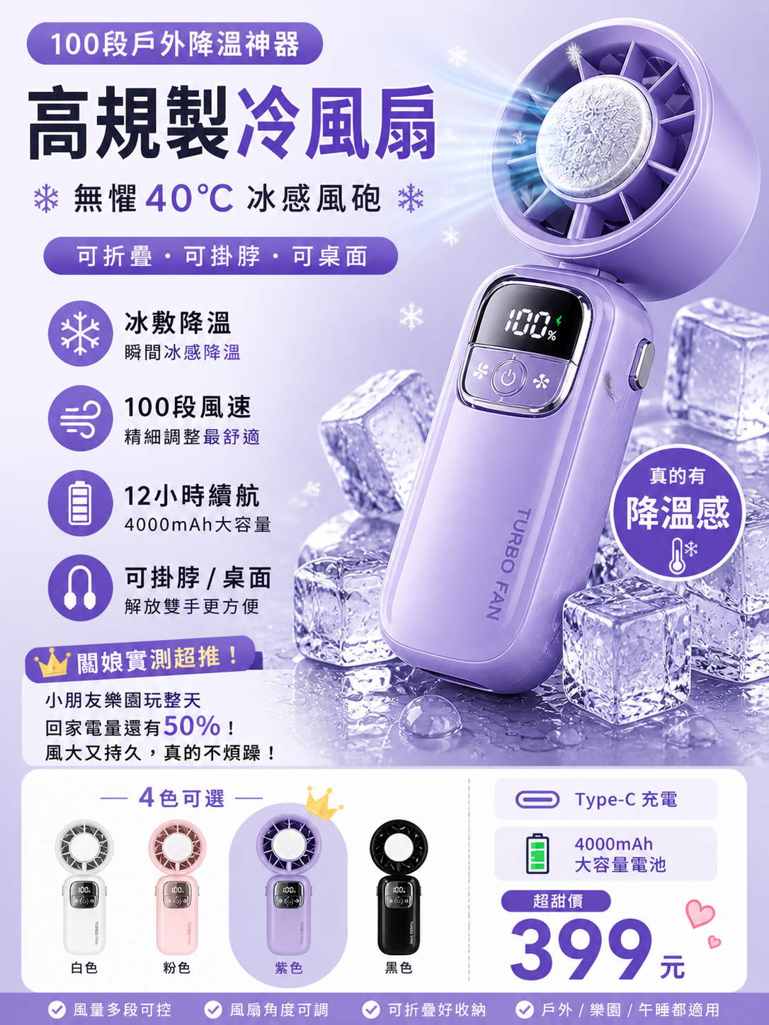 ＜預購＞早鳥優惠價 製冷電風扇 好用推薦 請勿用快充充電