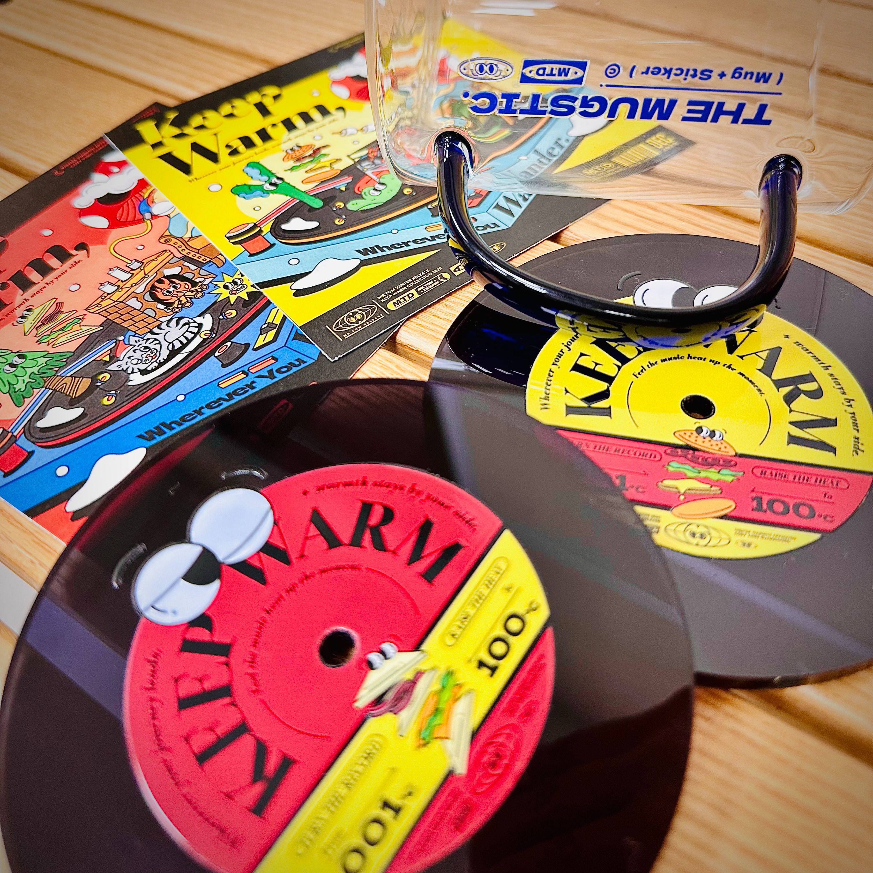 黑膠造型壓克力杯墊｜共2色