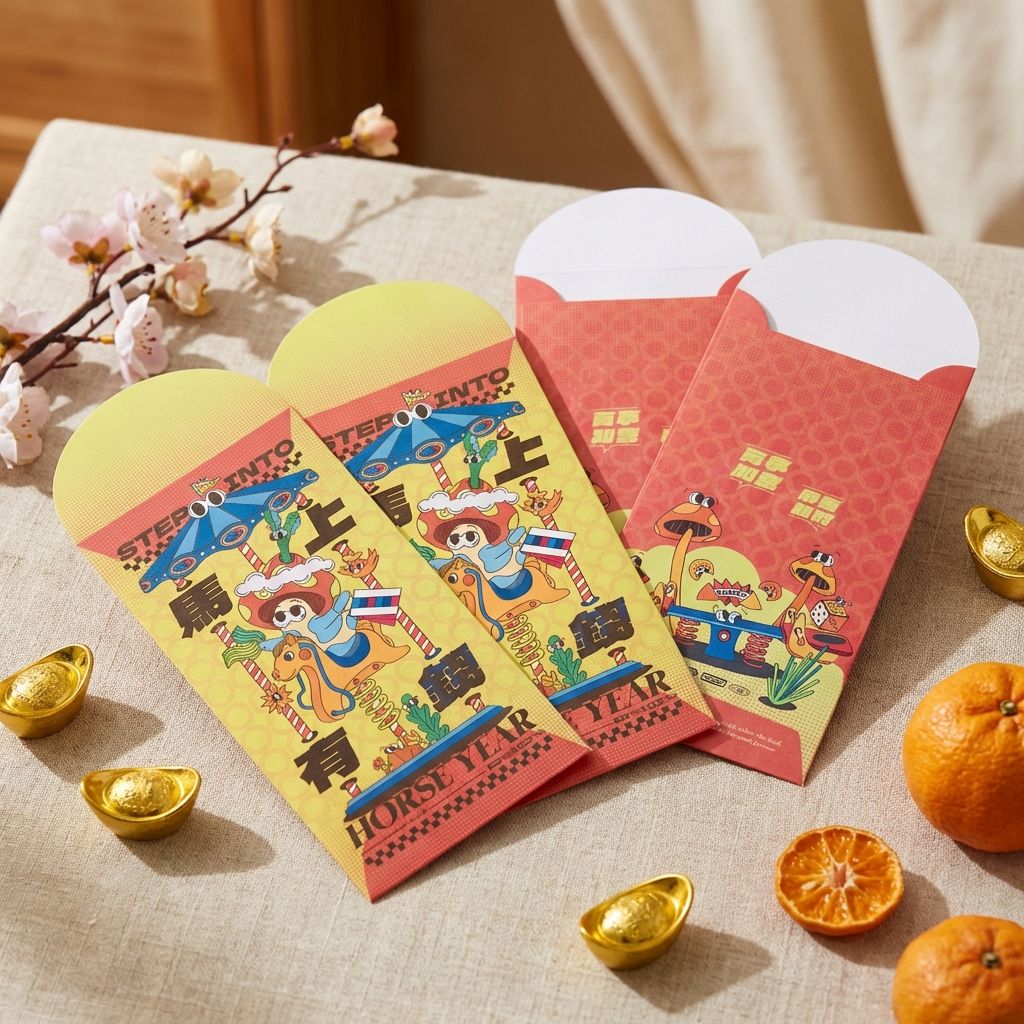 馬年限定｜馬上有錢圓口紅包袋｜每包 5 入