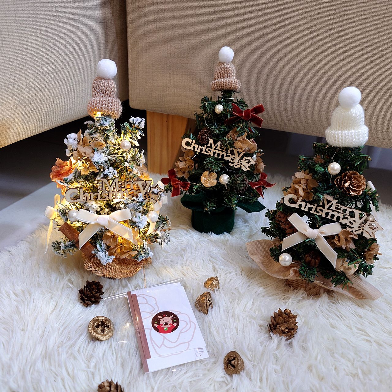 台灣現貨Xmas。DIY永生花聖誕樹（小） 20cm 落雪聖誕樹  桌上聖誕樹 永生花 乾燥花 手作