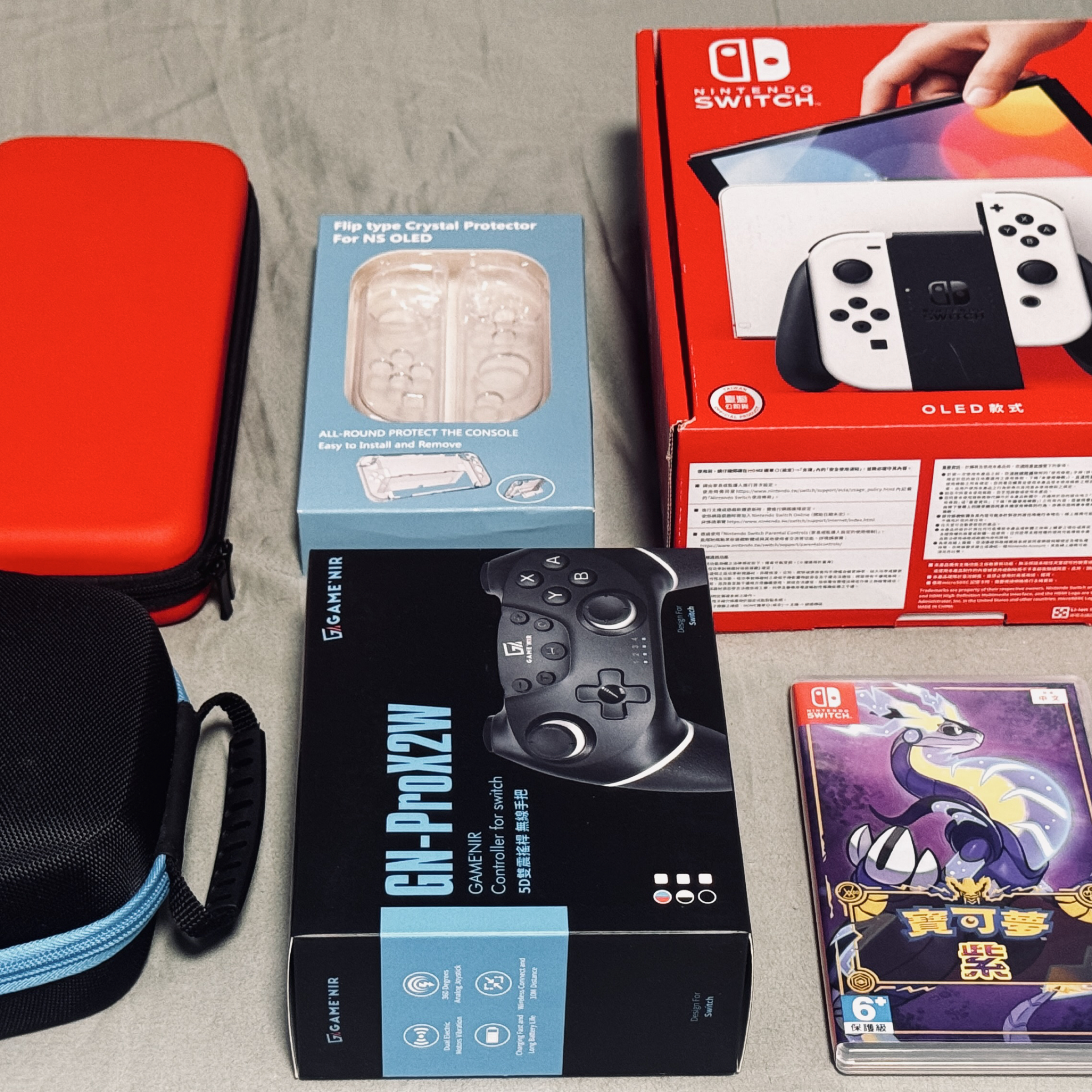 OLED主機+把手 （配件全新，附收納盒） Nintendo 任天堂 NS Switch