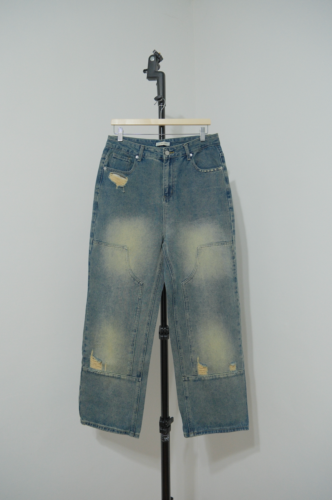 #52 JKS 水洗破壞Double Knee Pants L號