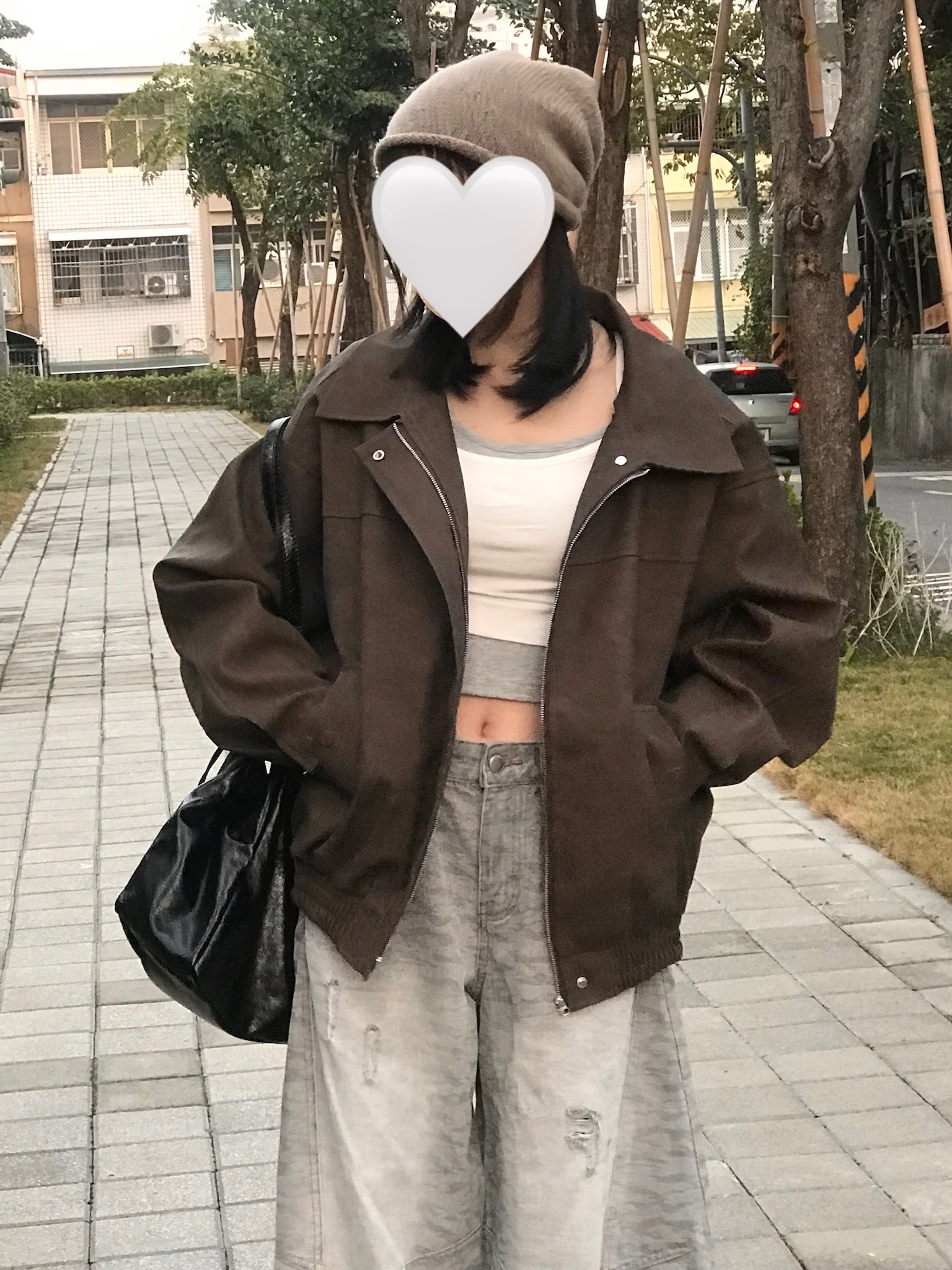 ［現貨］暈染霧面皮革外套
