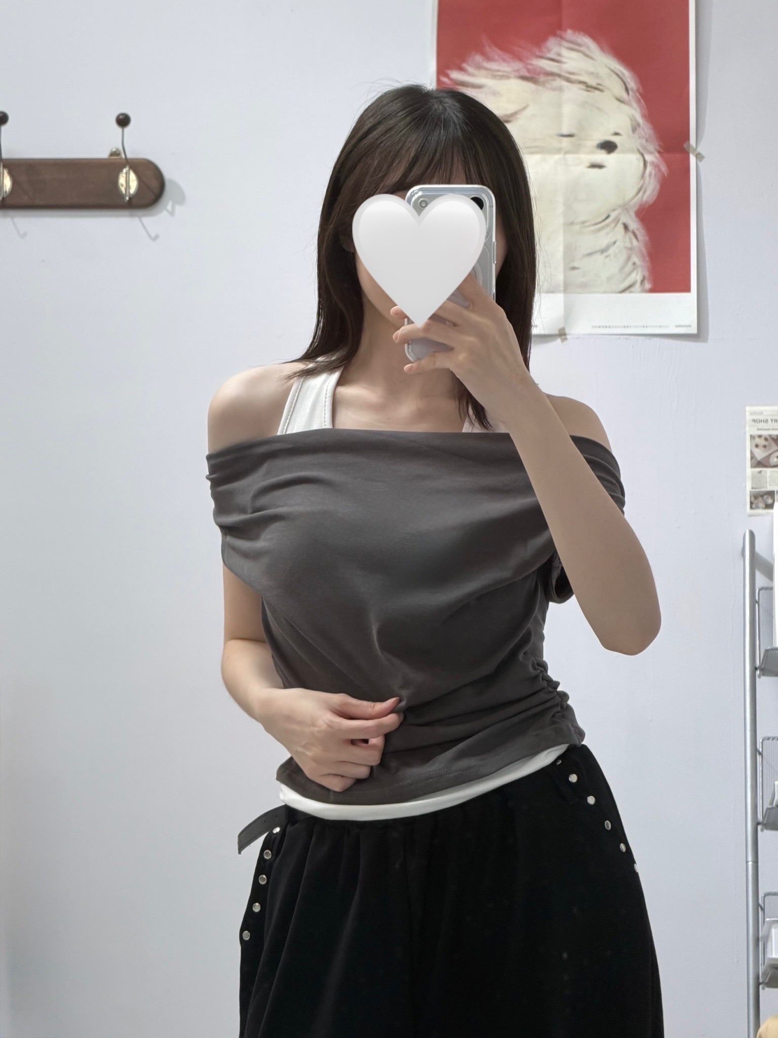 掛脖質感假兩件上衣