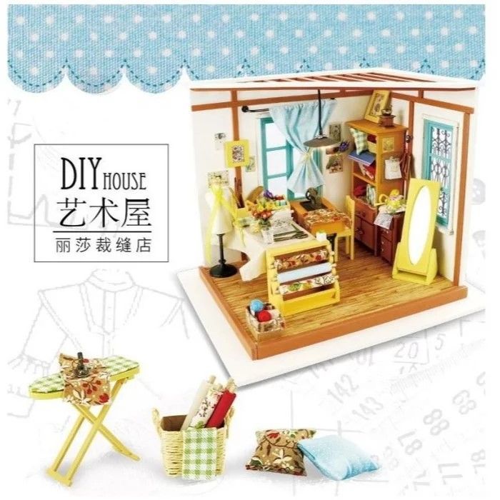 麗莎的裁縫店 手工 模型 智趣屋 袖珍屋 DIY 手作 模型屋 小屋 娃娃屋 聖誕節 交換禮物 生日禮物 辦公室 擺設