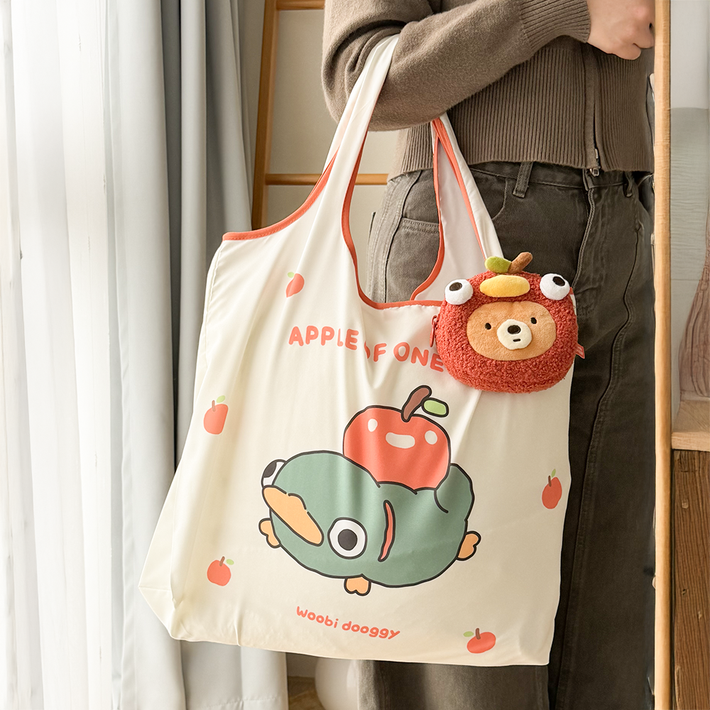 蘋果嗚比折疊手提袋（附收納包）