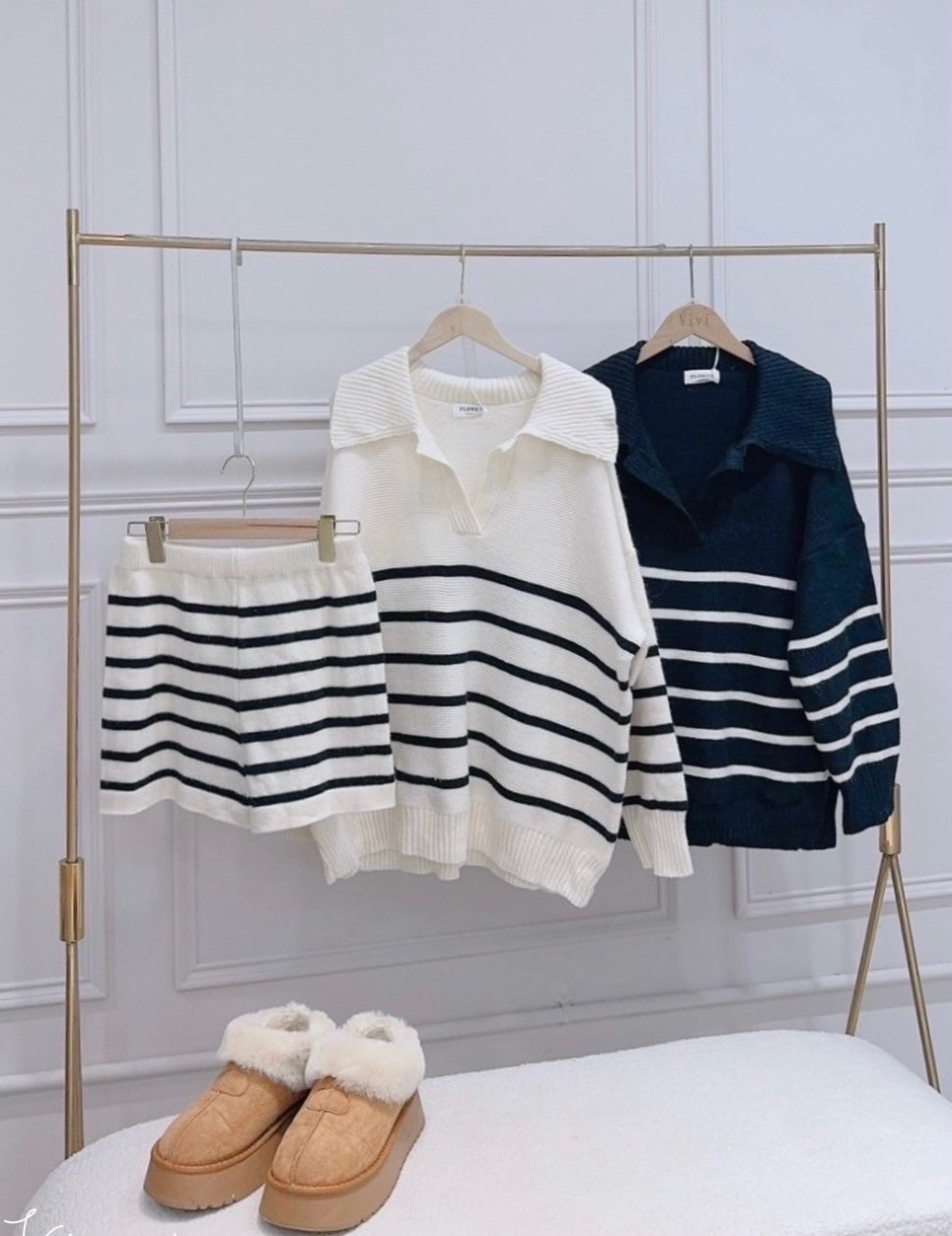 ㅣ現貨ㅣ𝟭𝟱𝟰𝙨𝙝𝙤𝙥 北極絨翻領條紋套裝