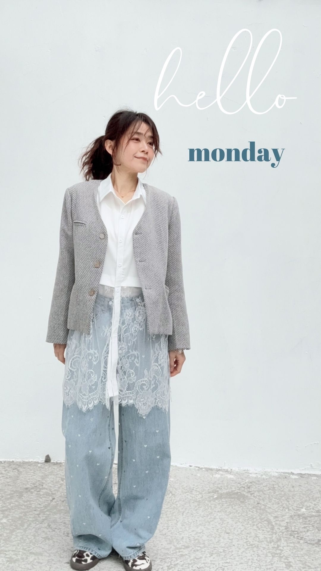 春季新品細緻蕾絲拼接襯衫