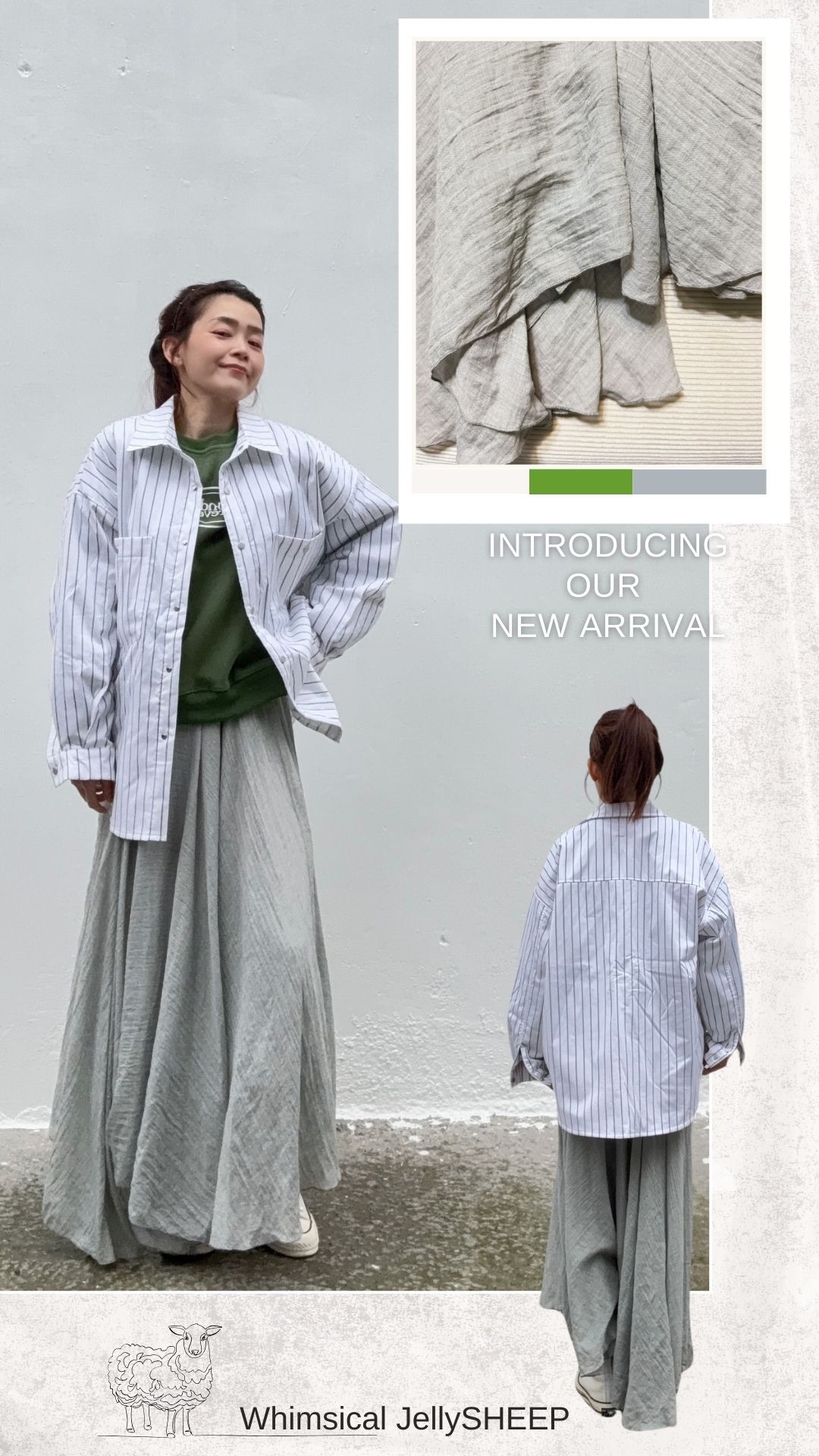 淺灰色不規則裙擺純棉長裙-可以穿四季的長裙