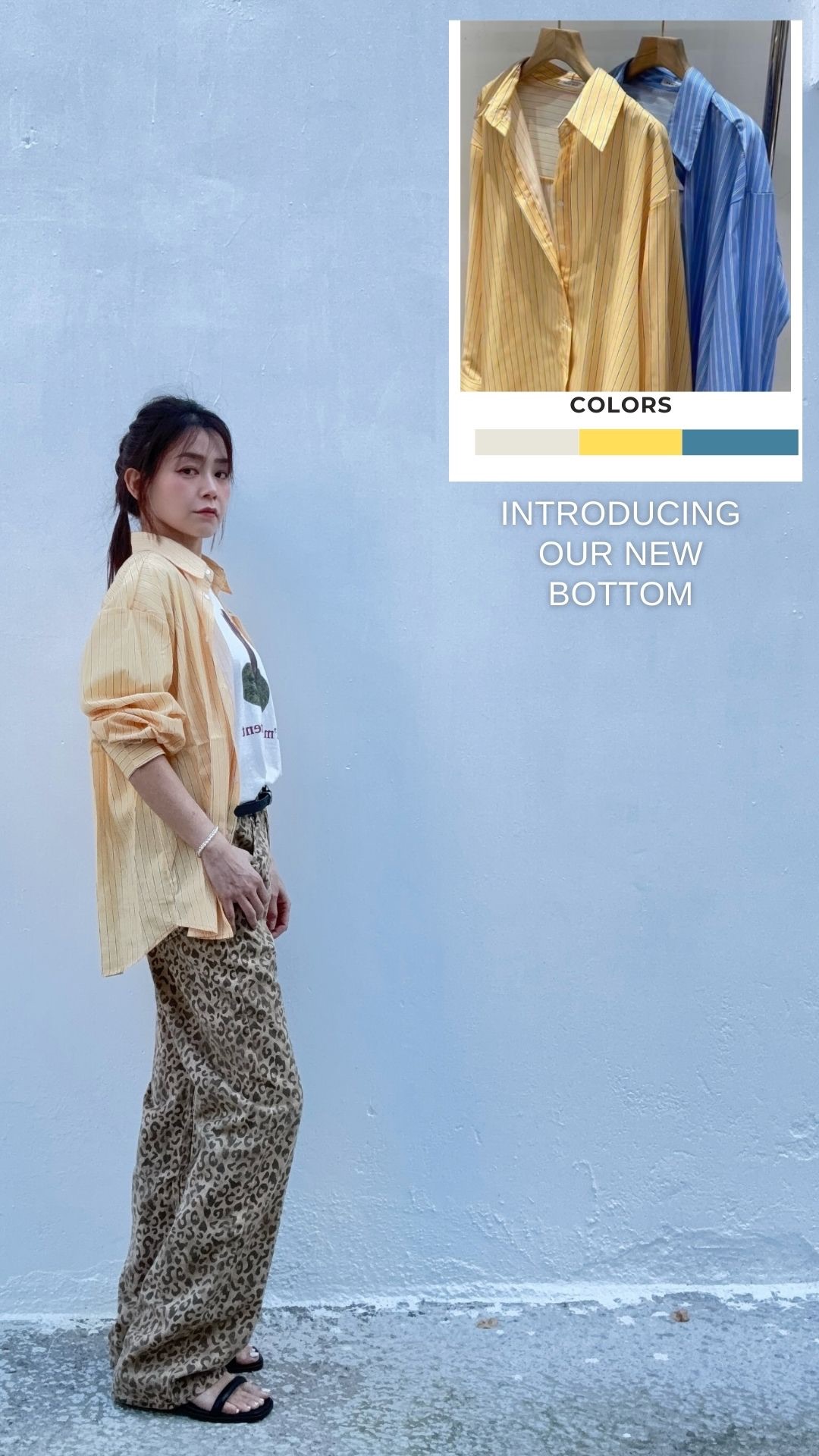 條紋緞面布料造型襯衫－一路穿到夏天沒問題