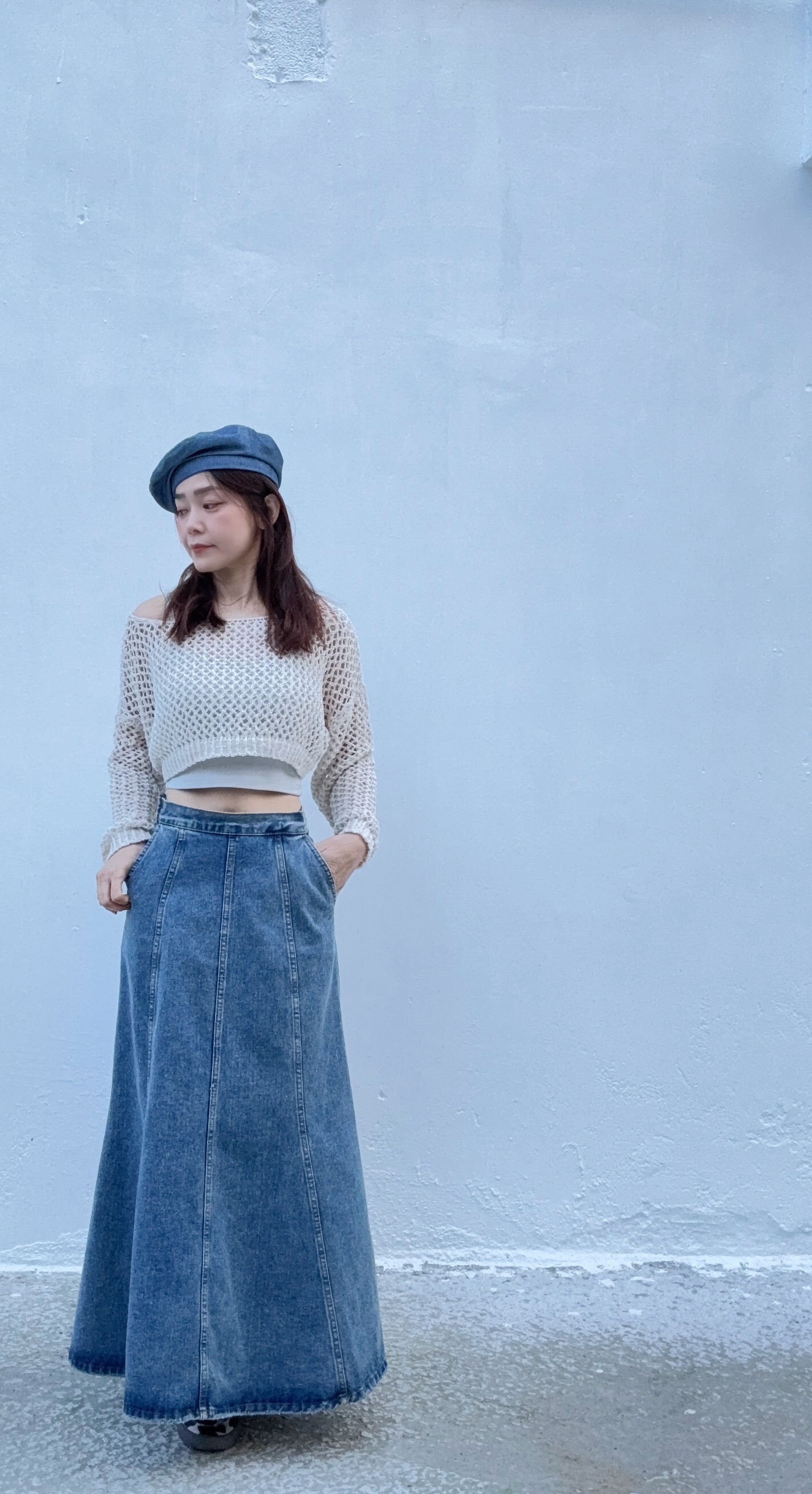 漸層刷色魚尾牛仔裙-ㄧ款特別的牛仔裙（正韓）