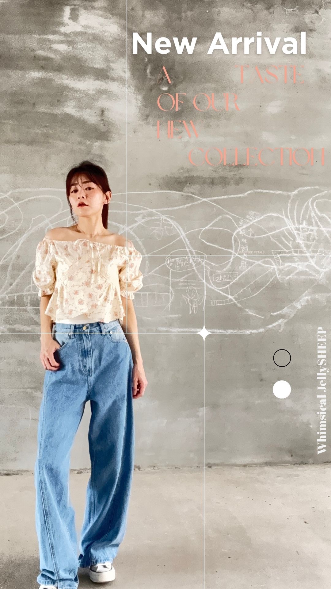 把春天穿在身上－韓棉質平肩碎花綁帶上衣