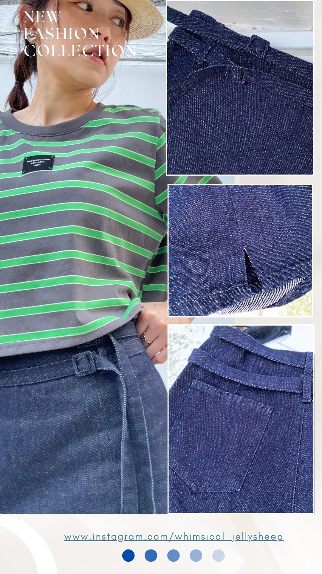 🫐穿上秒腿長－前側開叉原色牛仔短褲裙