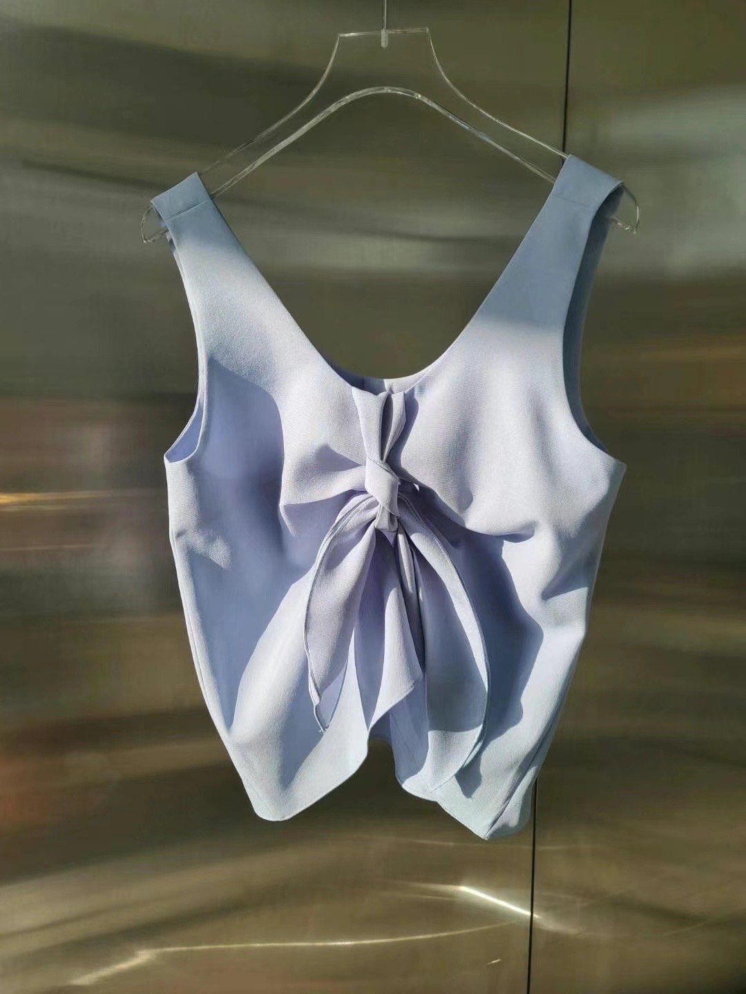 🇰🇷韓-告別冬日-T08粉藍後綁帶造型衫