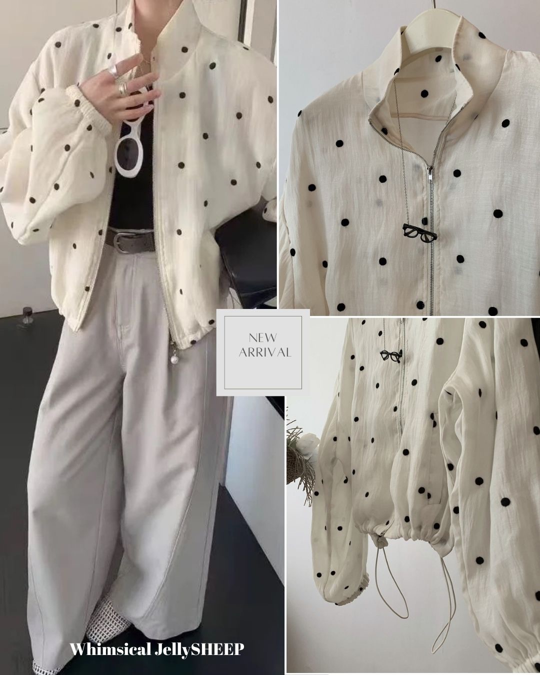 ❥ |𝙎𝙪𝙢𝙢𝙚𝙧 𝙫𝙞𝙗𝙚🍹-波點點透紗天絲雙層防曬外套