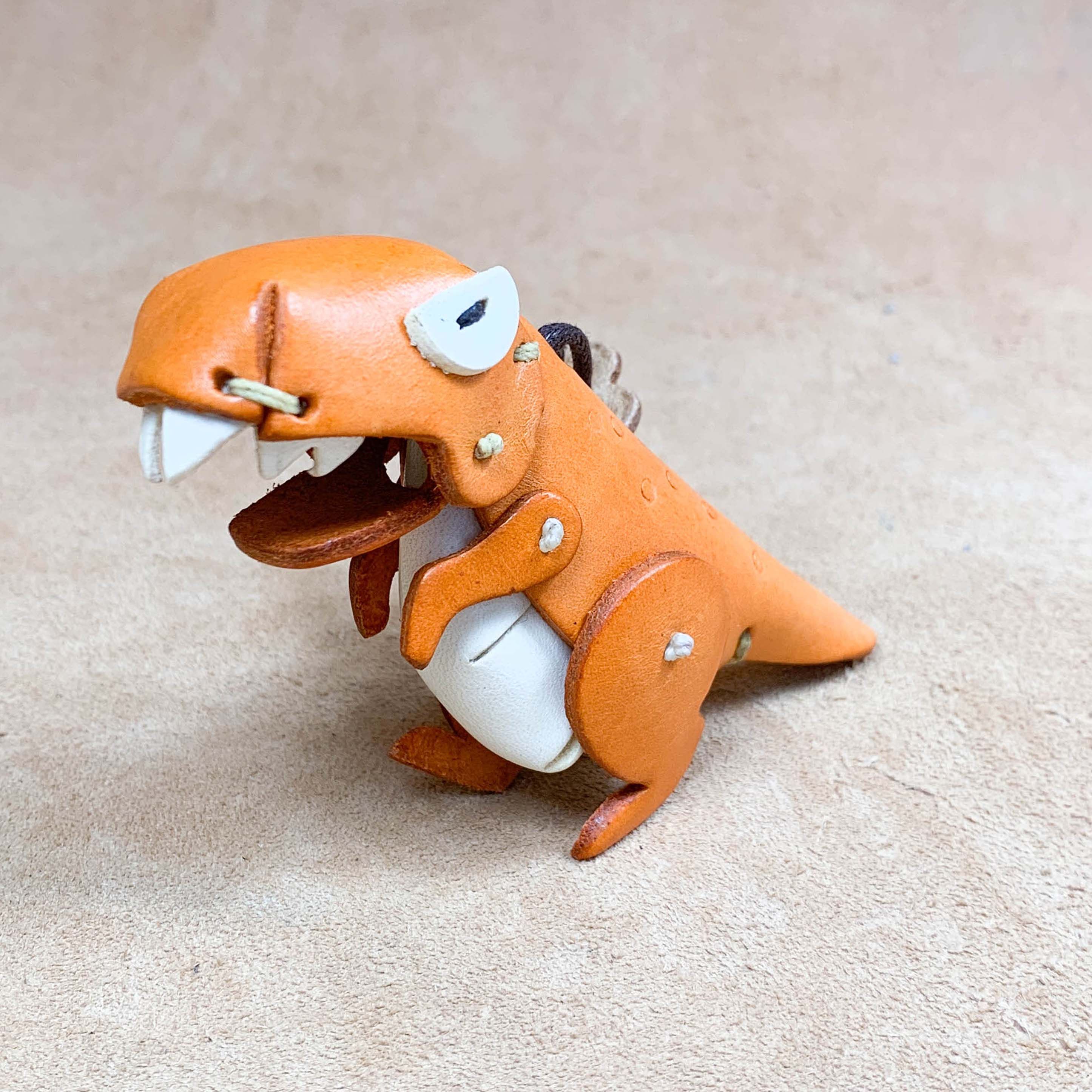 動物森林-暴龍-真皮植鞣 皮革鑰匙圈 吊飾 動物造型