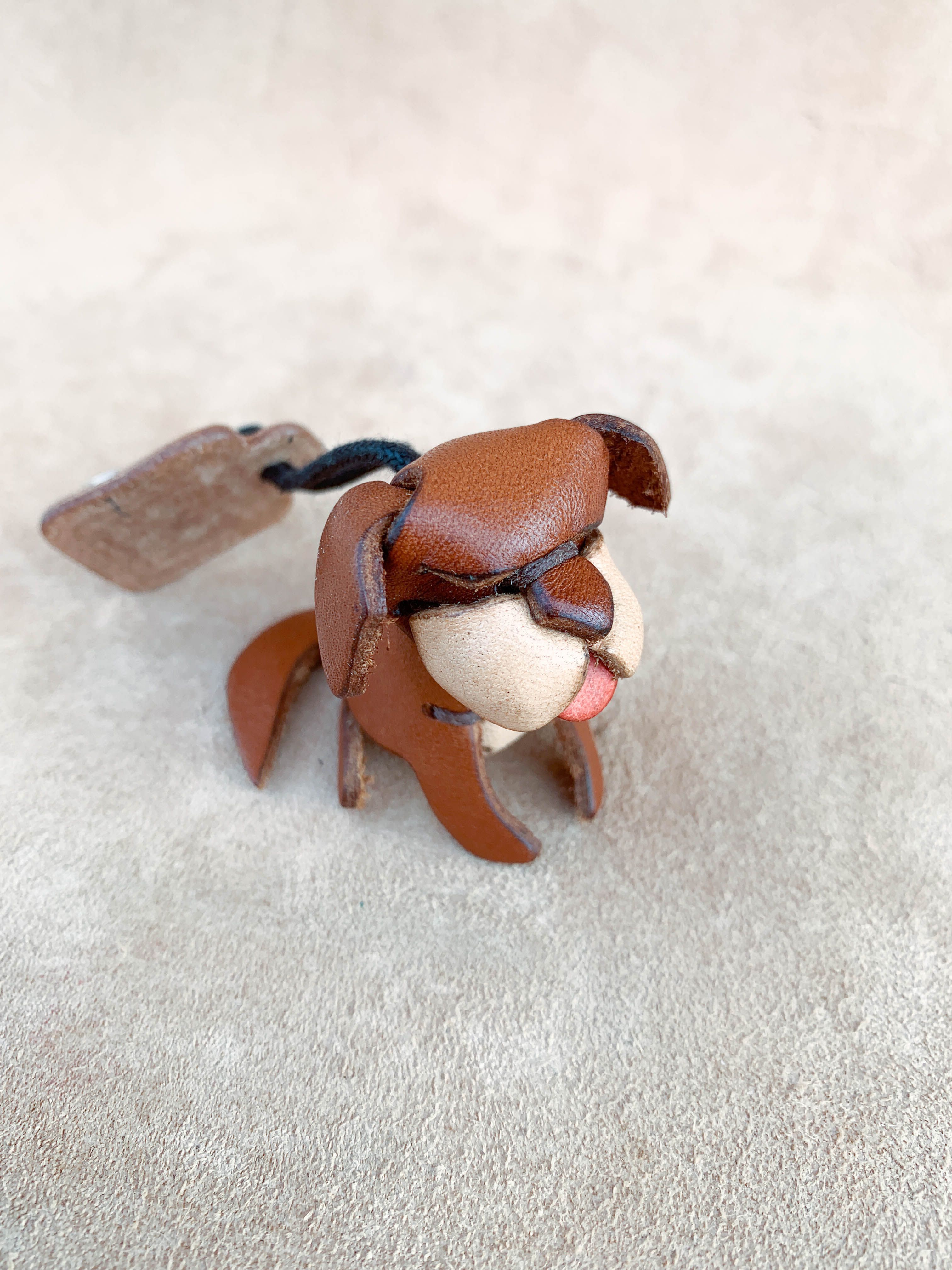 動物森林-小狗-真皮植鞣 皮革鑰匙圈 吊飾 動物造型