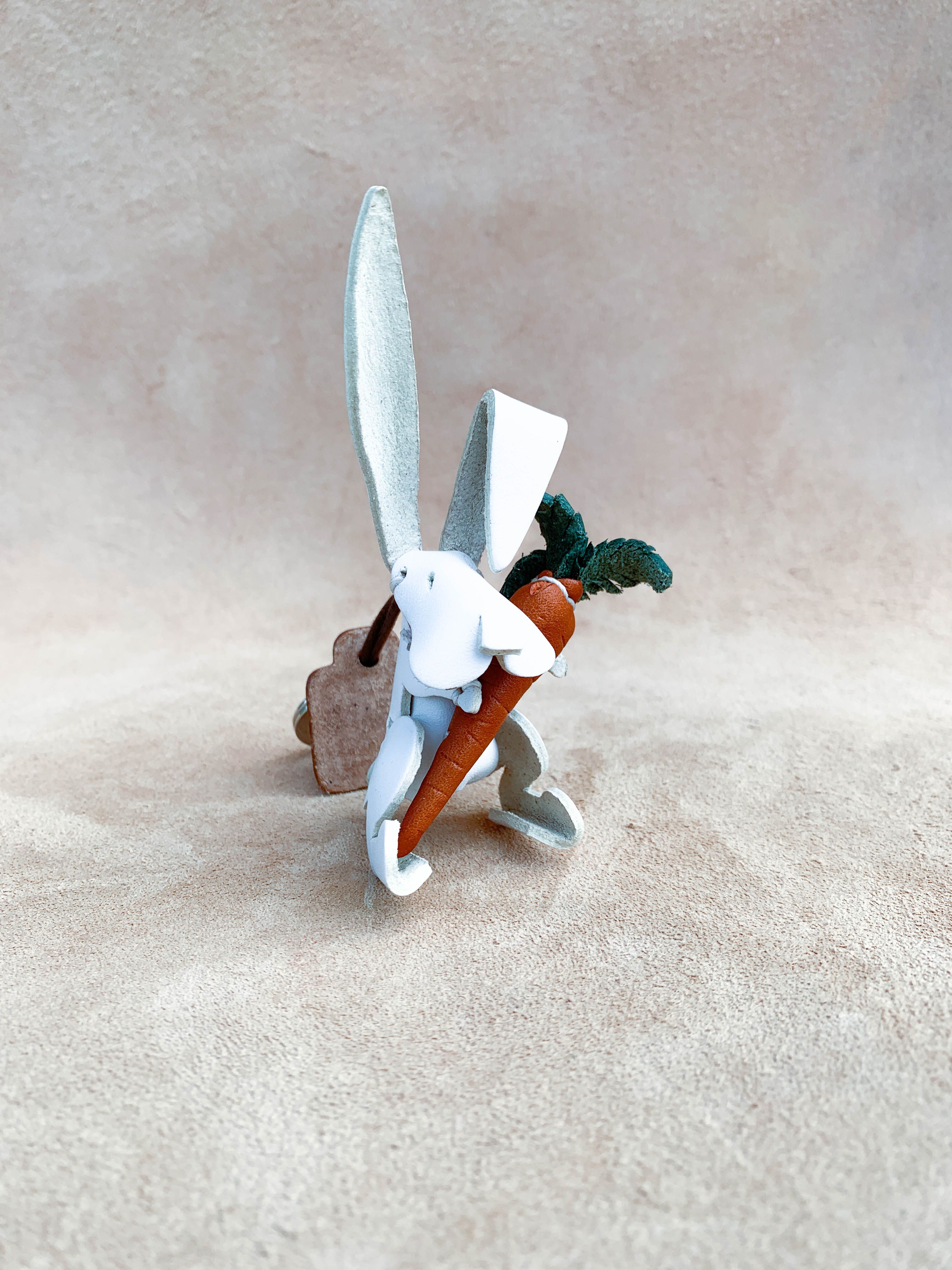 動物森林-長耳兔子-真皮植鞣 皮革鑰匙圈 吊飾 動物造型