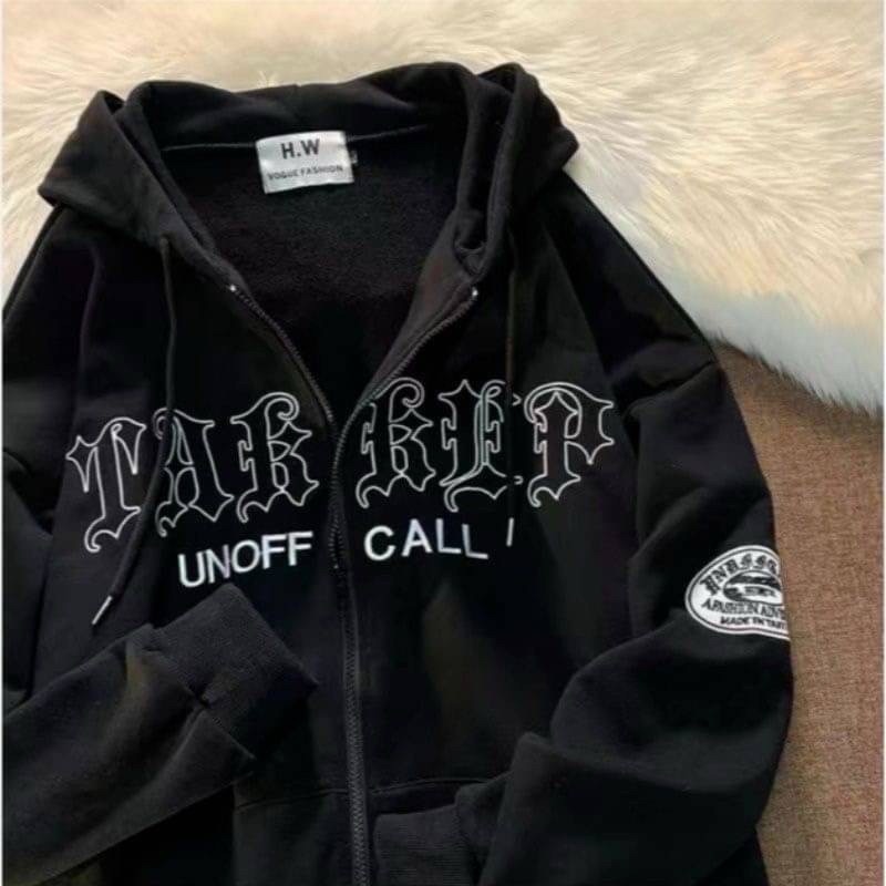 美式復古衛衣連帽男生秋季潮牌高街oversize外套寬松潮流百搭衣服