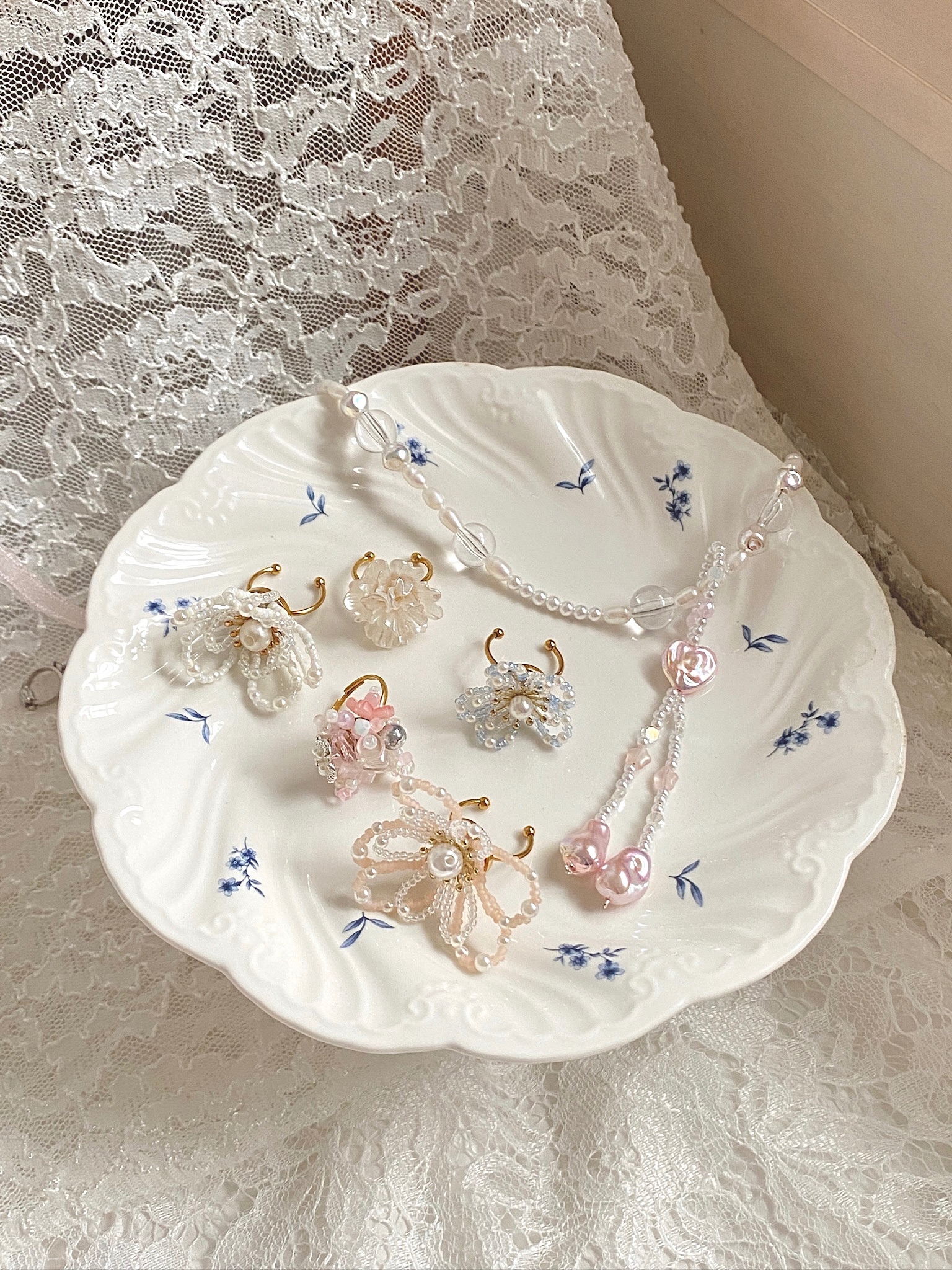 粉色繡球/手作戒指