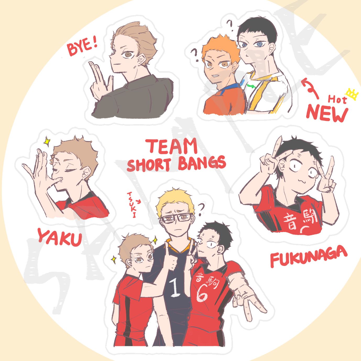 TEAM短瀏海半斷貼紙