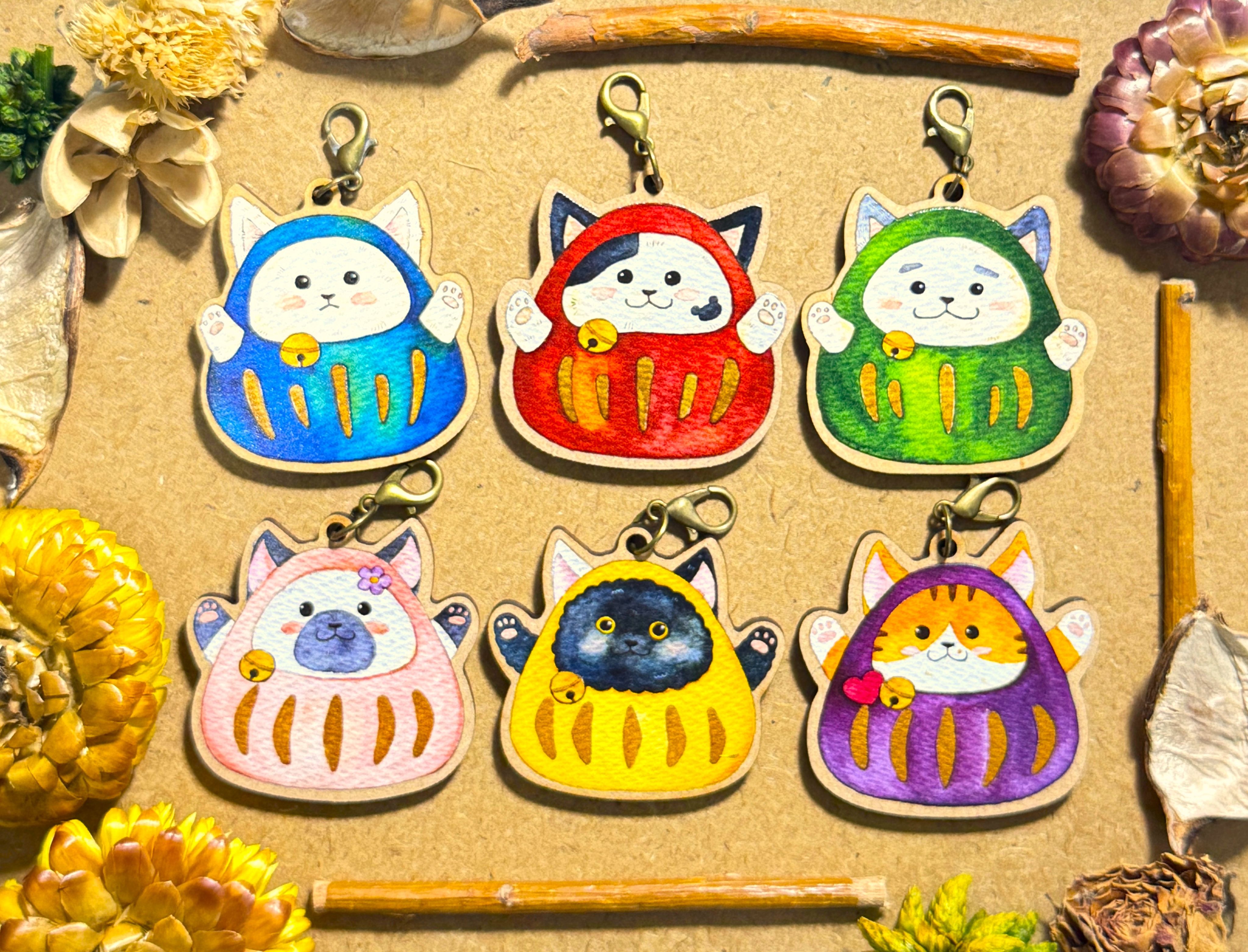 Mr.307小七先生_達摩貓系列吊飾_Daruma