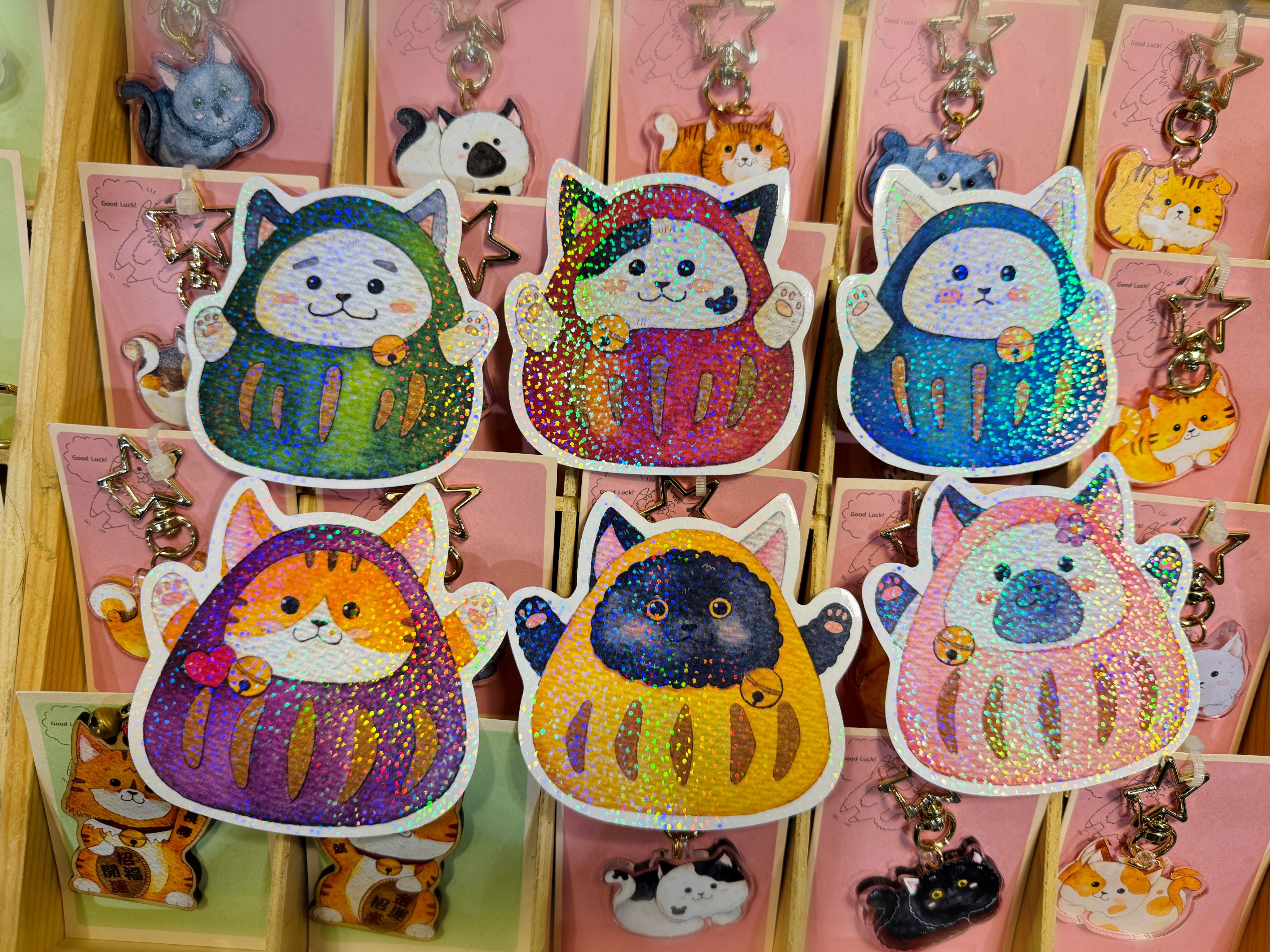 Mr.307小七先生_達摩貓防水貼紙3入組_Daruma