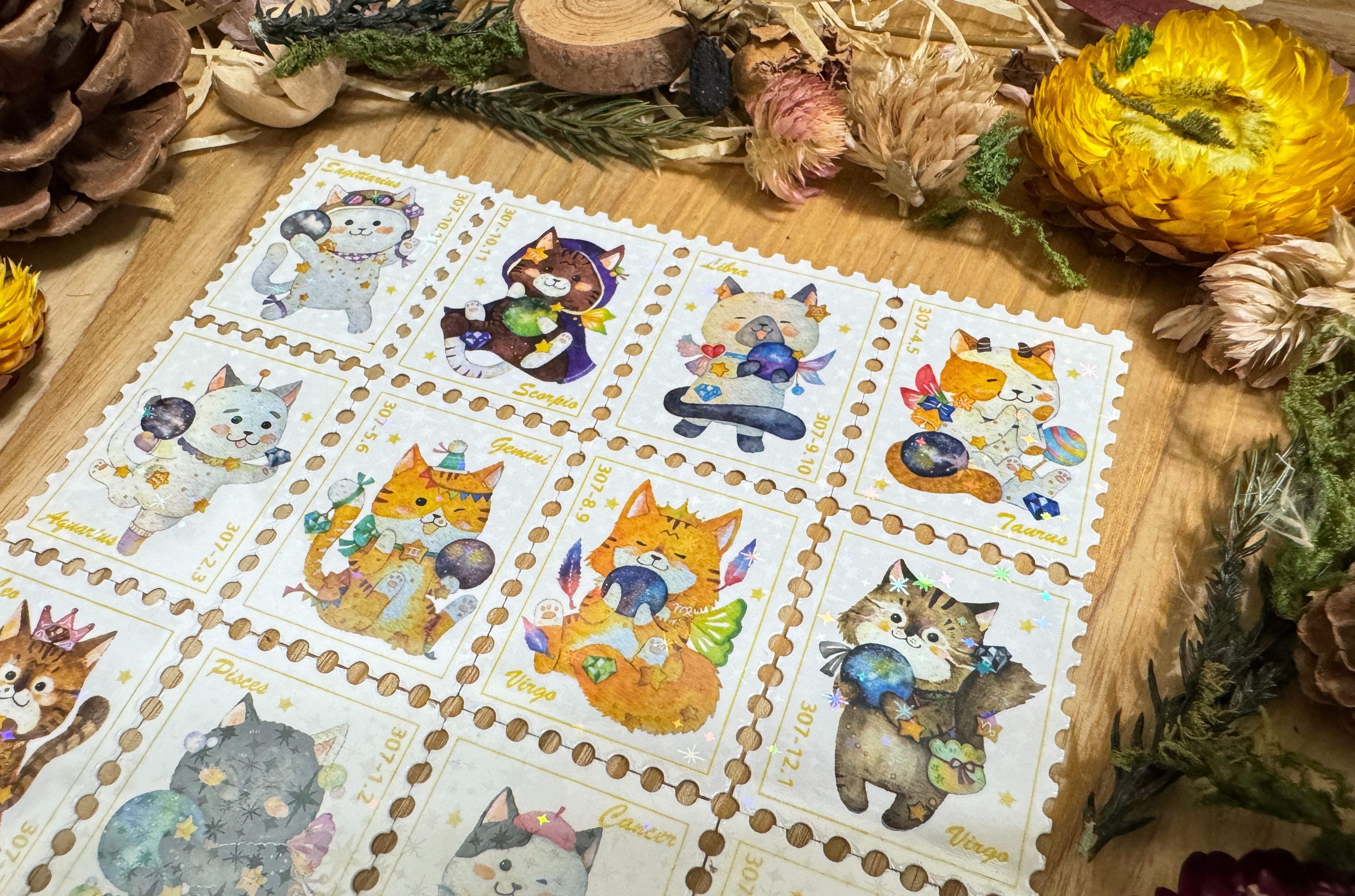 Mr.307 小七先生 - 12星座郵票造型閃亮亮貼紙套組