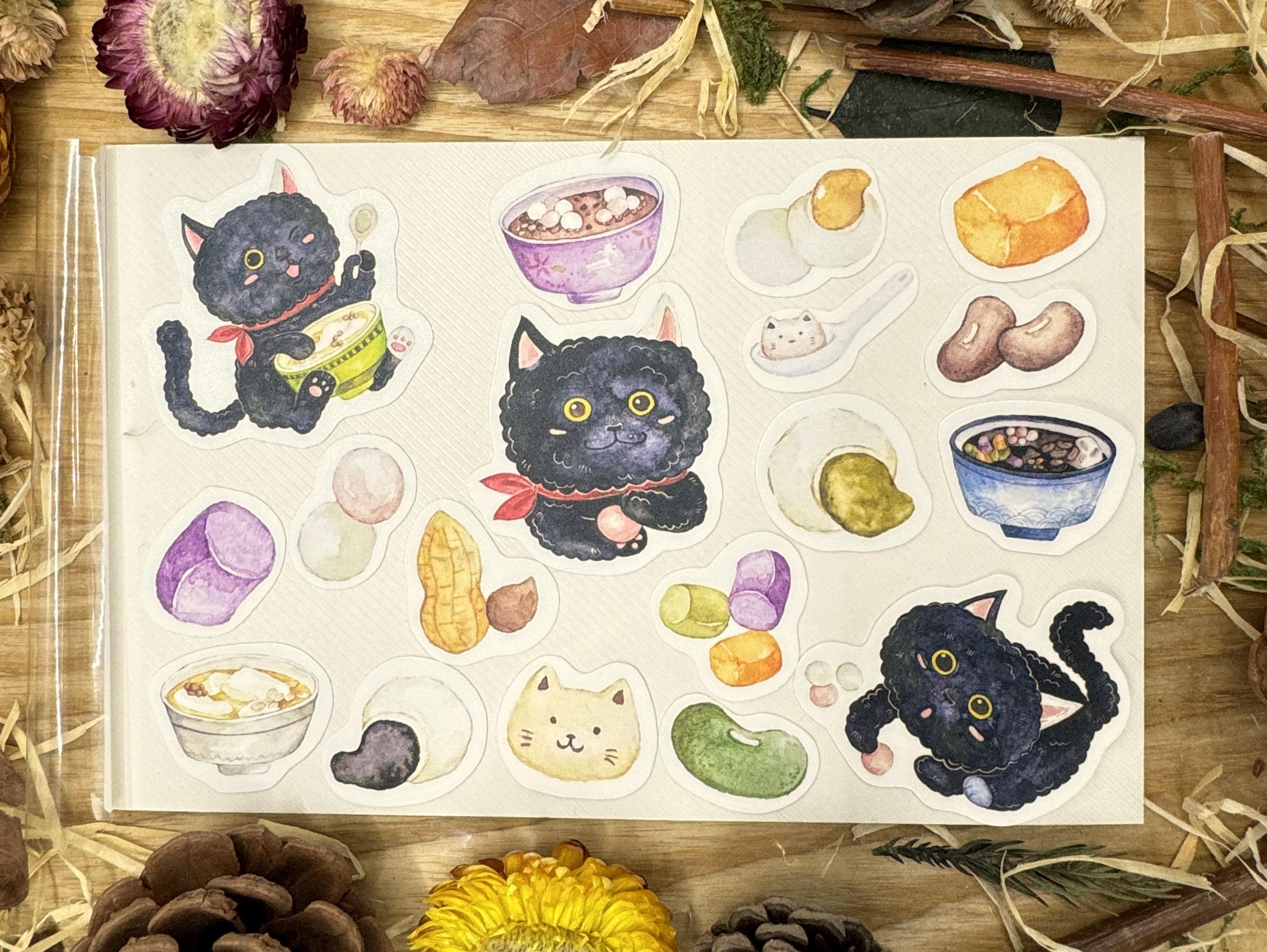 Mr.307小七先生_「湯圓開的甜湯店」主題貼紙+明信片套組