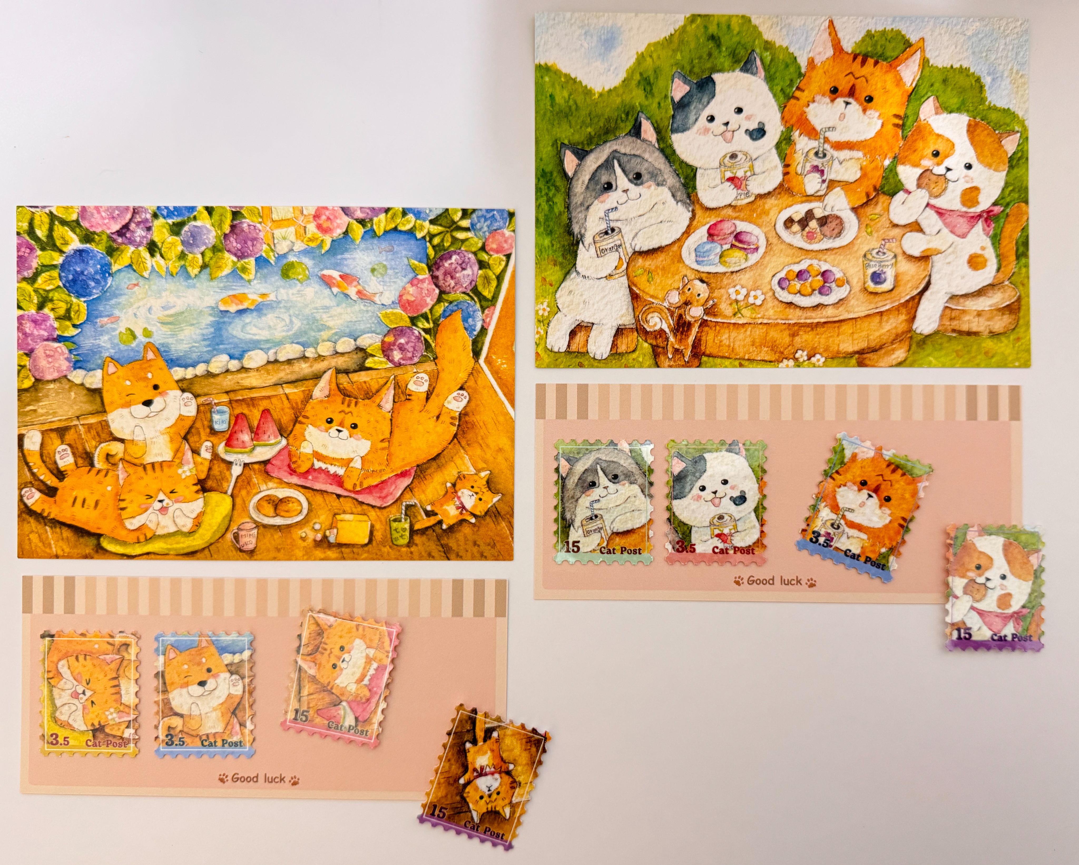 Mr.307小七先生_郵票造型防水貼紙+明信片套組