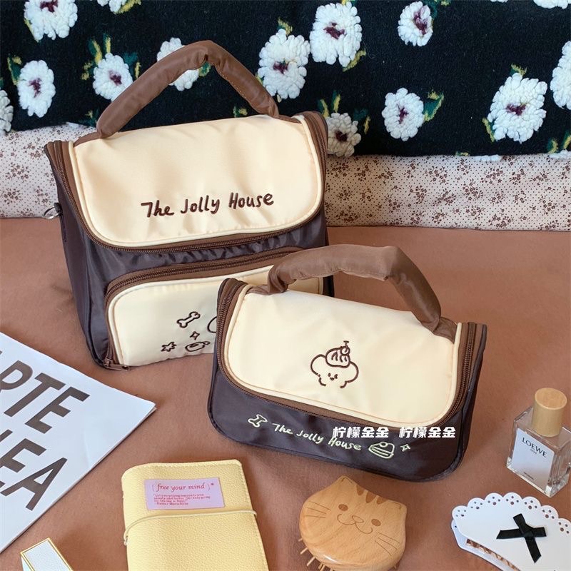 🧸 奶茶色系！超可愛大容量化妝包～可以放好多東西