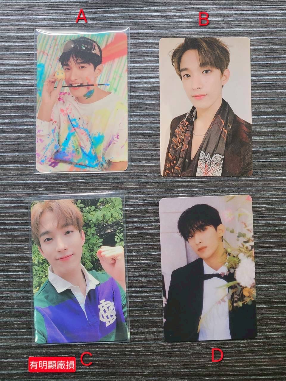 SEVENTEEN DK 四張小卡（C 款 有嚴重廠損）