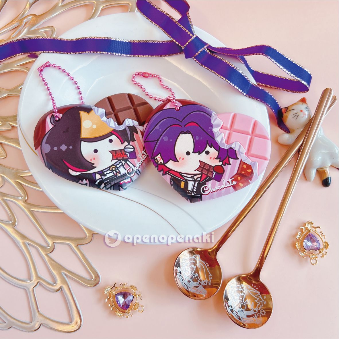 Shu、雲雀 愛心巧克力吊飾 雙面不同圖