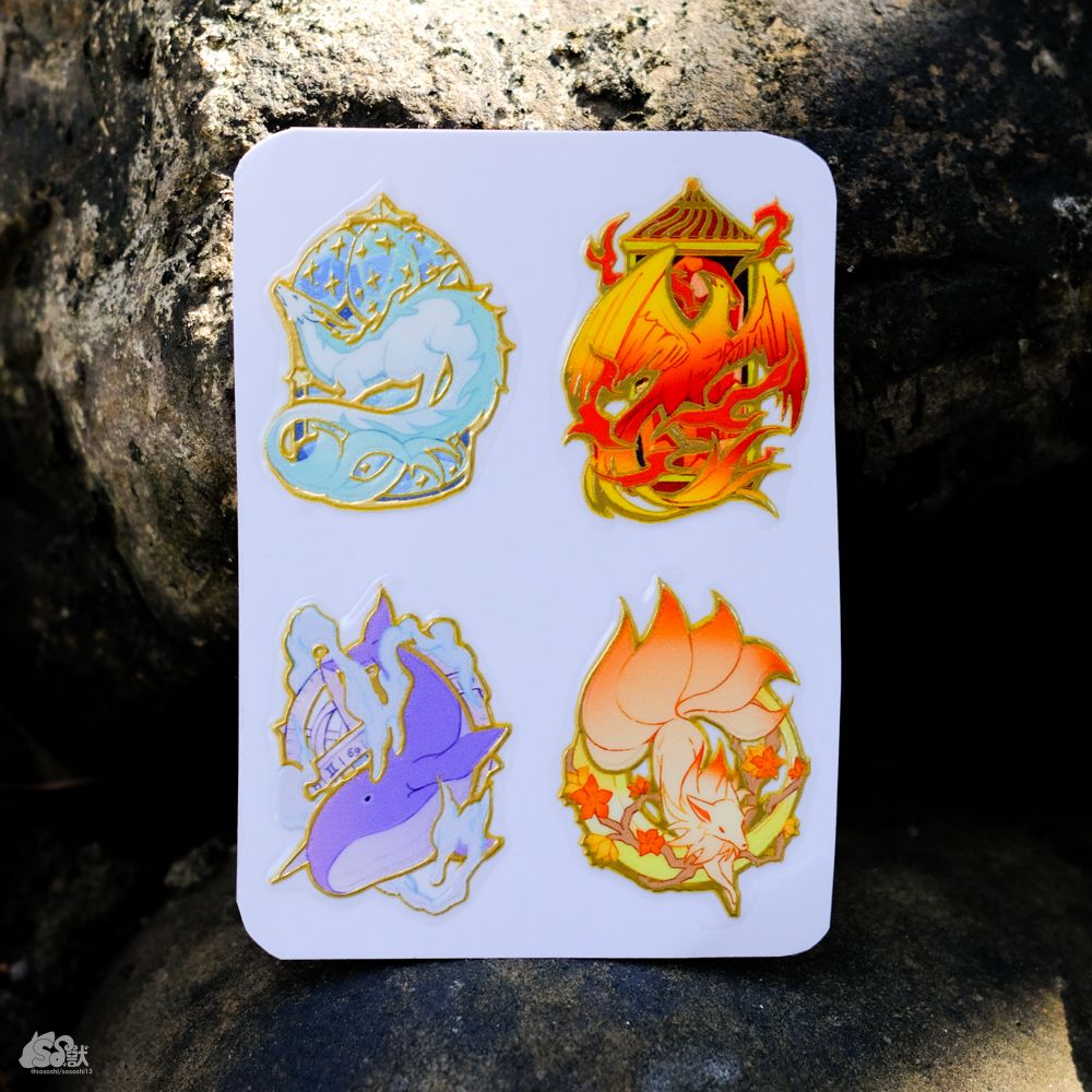 【燙金水晶貼】原創 奇幻動物 單圖4公分