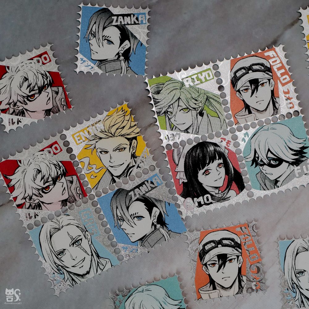 【燙磨砂銀花邊 四聯郵票貼紙組】Gachiakuta AKUTA小隊大頭貼