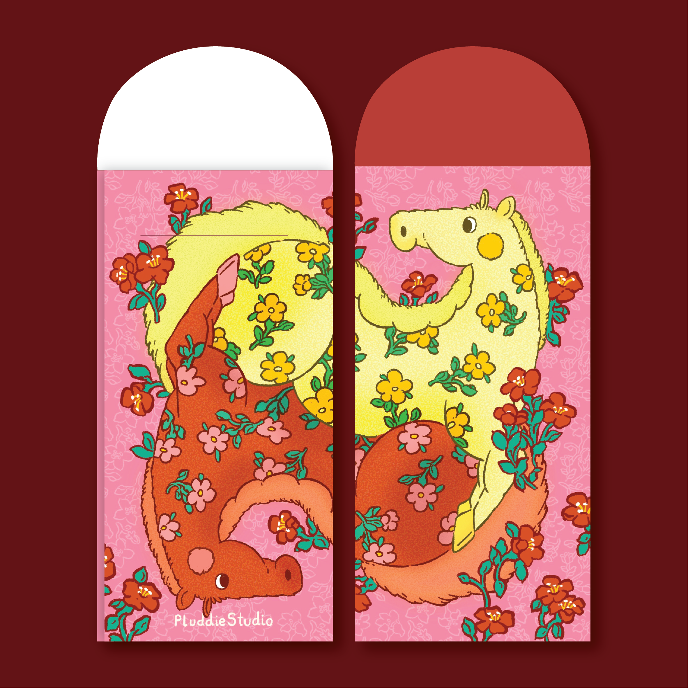 【紅包】花朵馬兒圓頭紅包袋 / 3入 / 馬年 / 快速出貨