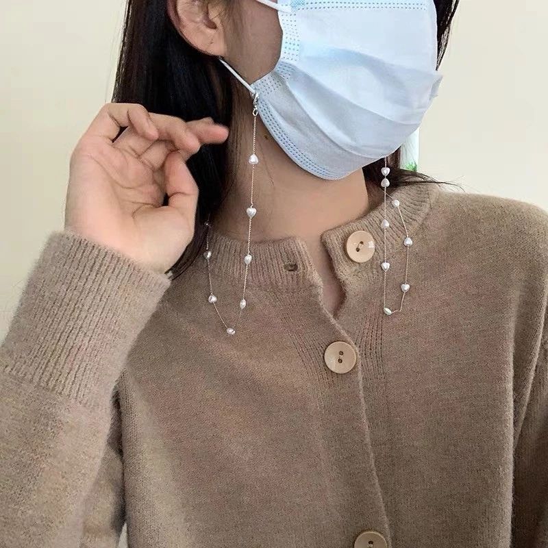 全新 清倉｜現🔥 口罩掛鏈 眼鏡掛鏈 珍株 愛心 鏈條 不怕找不到 口罩 簡約 愛心 珠珠 防丟口罩 掛繩 飾品清倉