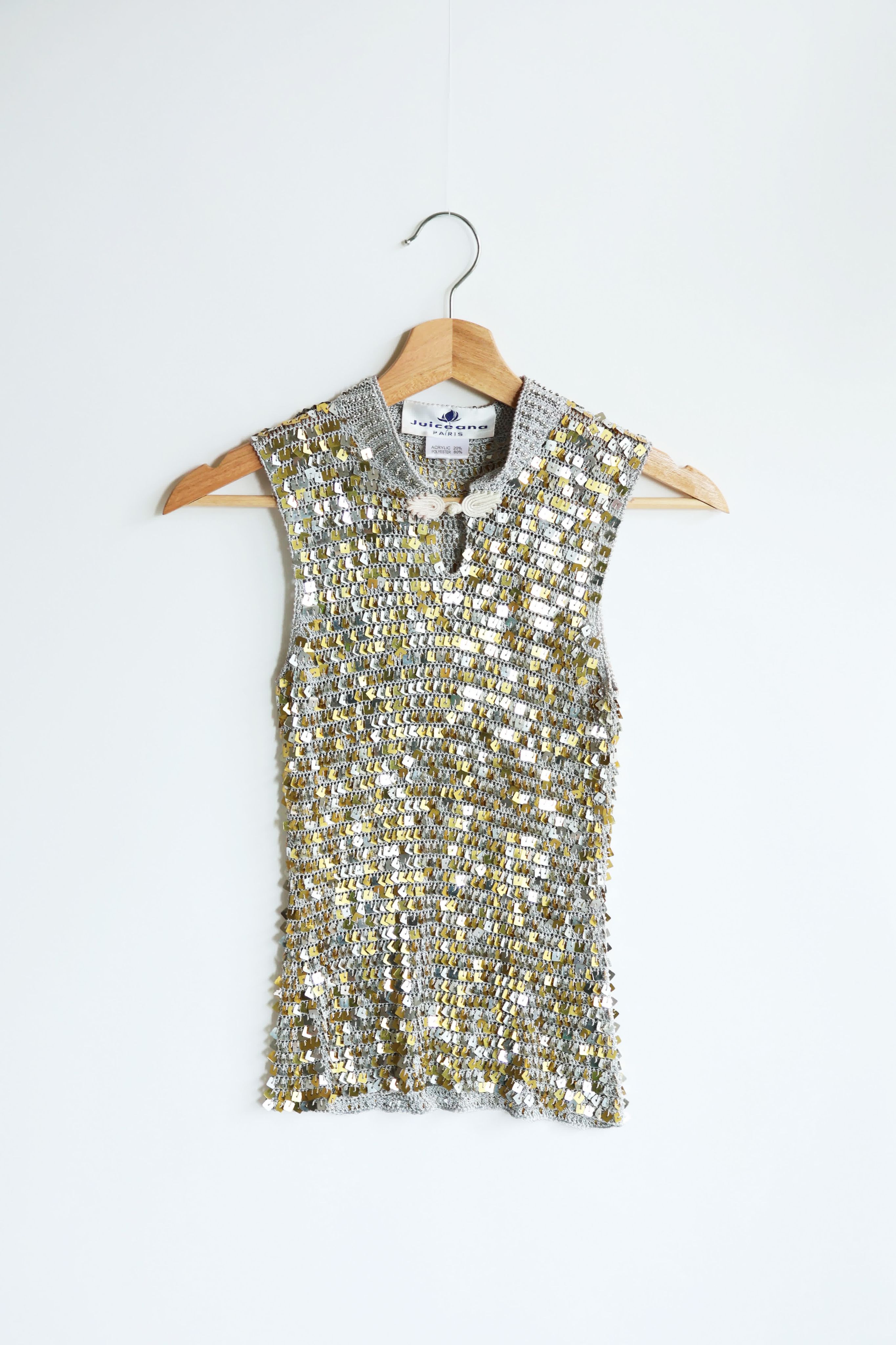 Juiceana金銀亮片中國結上衣 Gold Silver Sequin Knotted Top