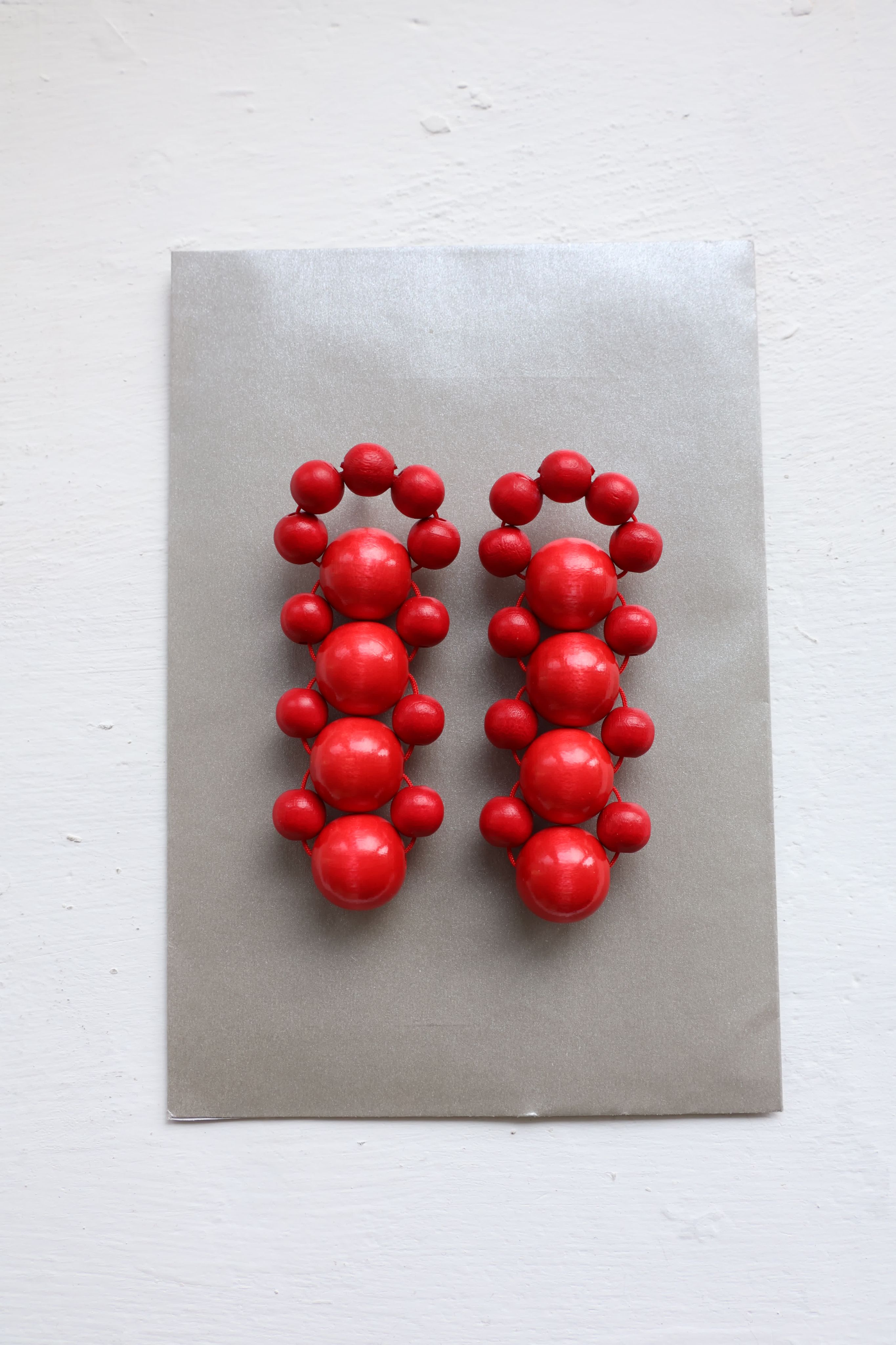 Talina 橘紅色短耳環 Orange Short Earrings