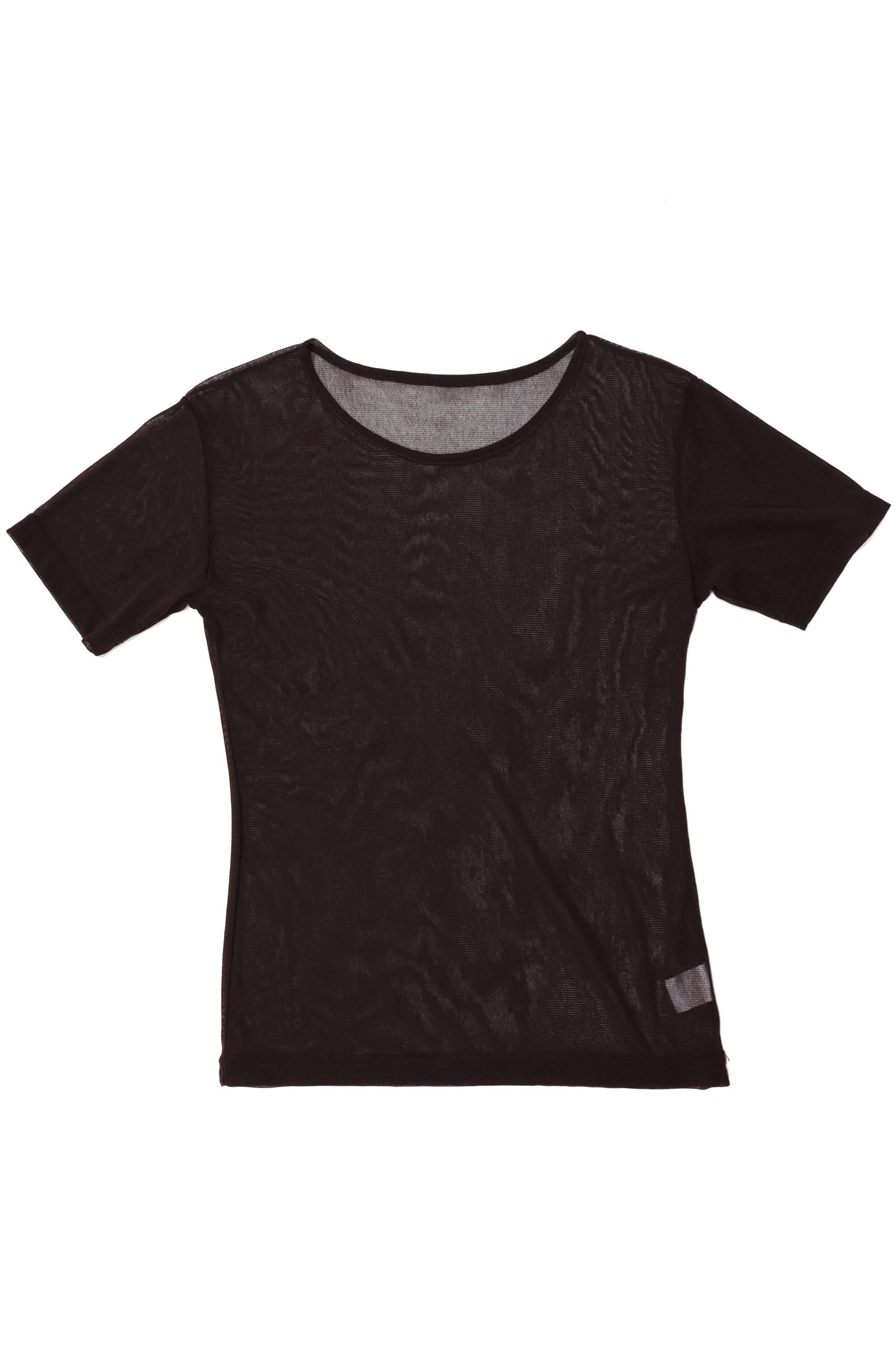 極簡透膚短袖上衣 Minimalist Sheer Short-Sleeve Top