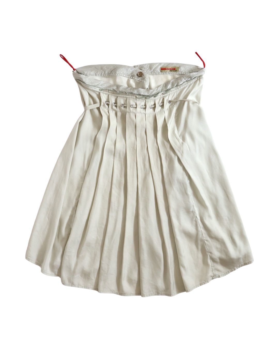 Prada 銀色絲感綁帶造型裙 Silver Silk-Blend Wrap Skirt