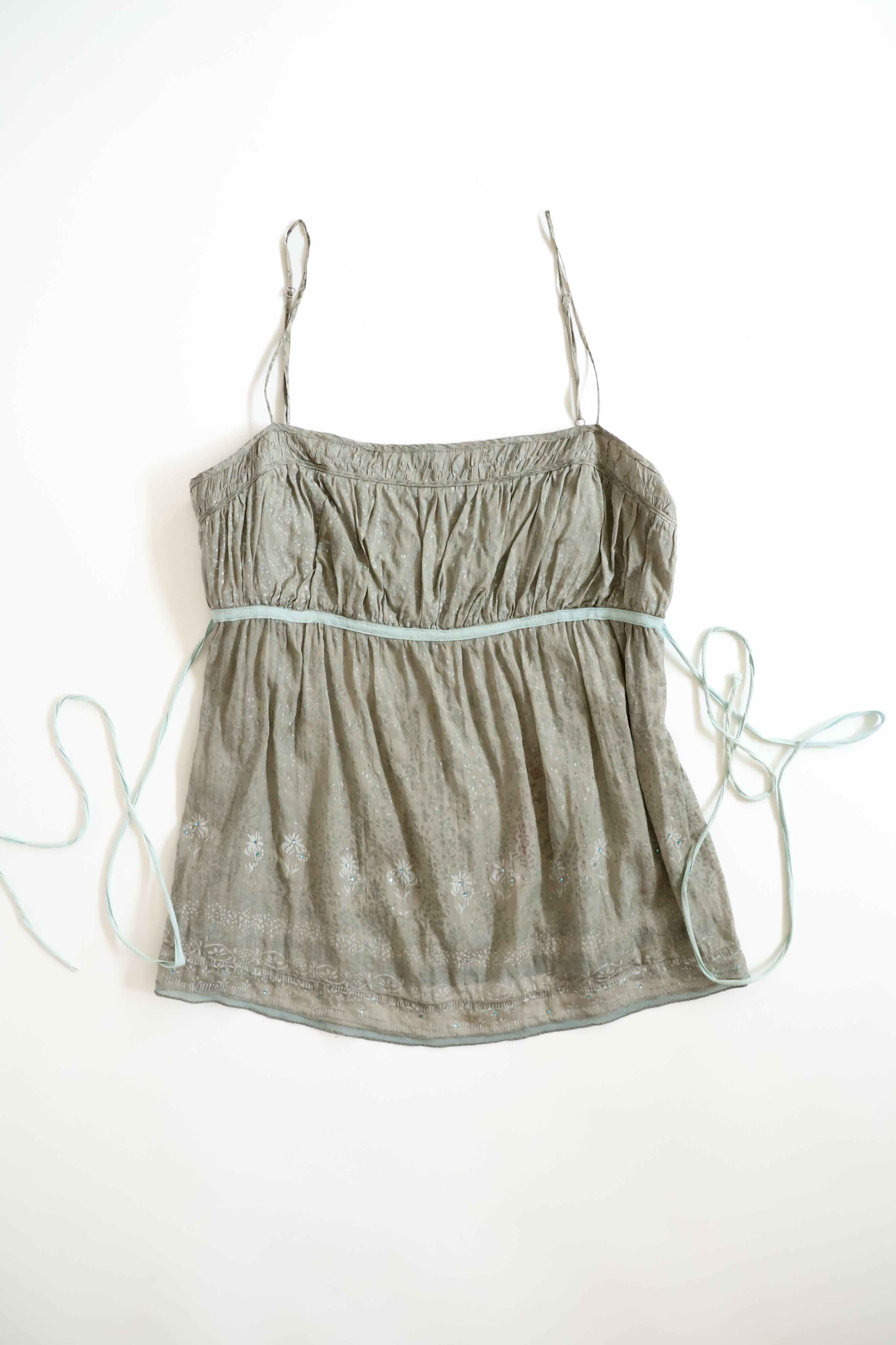 Massimo Dutti 灰綠色極細肩帶背心 Spaghetti Strap Camisole