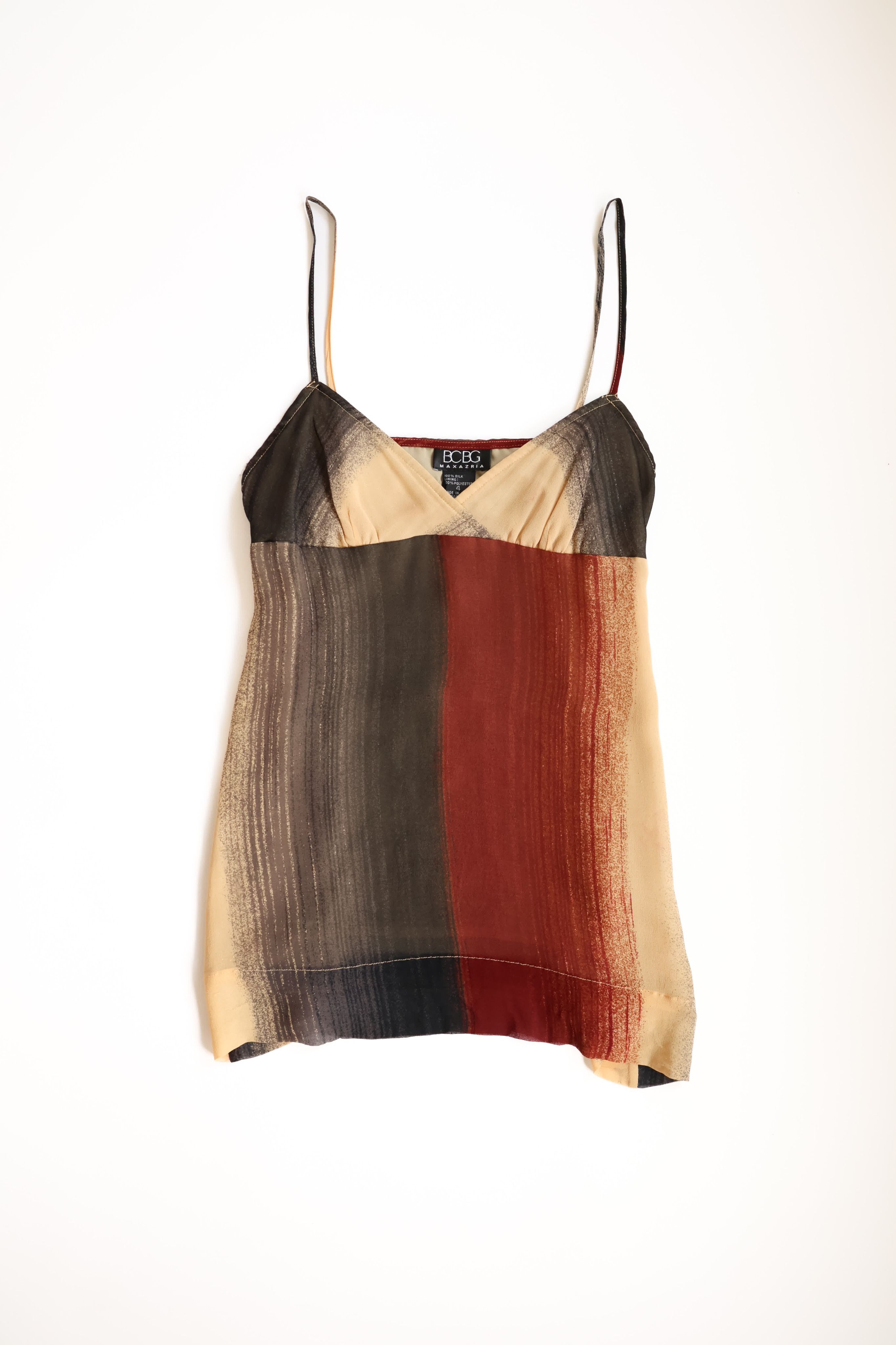 BCBG 絲質拼色細肩帶背心 Silk Colorblock Spaghetti Strap Top