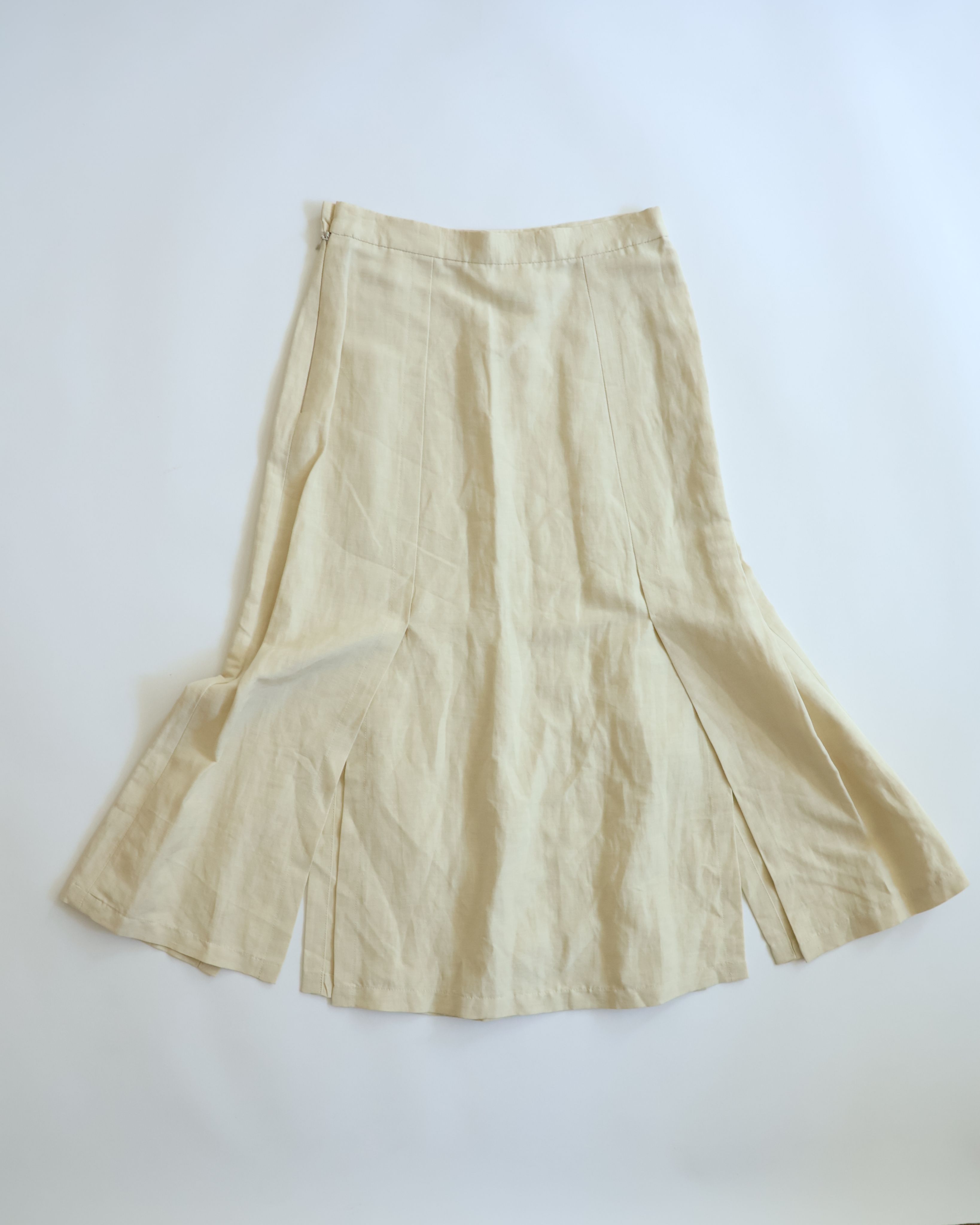 MaxMara絲麻米色衩中長裙 Max Mara Silk and Linen-Blend Midi Skirt